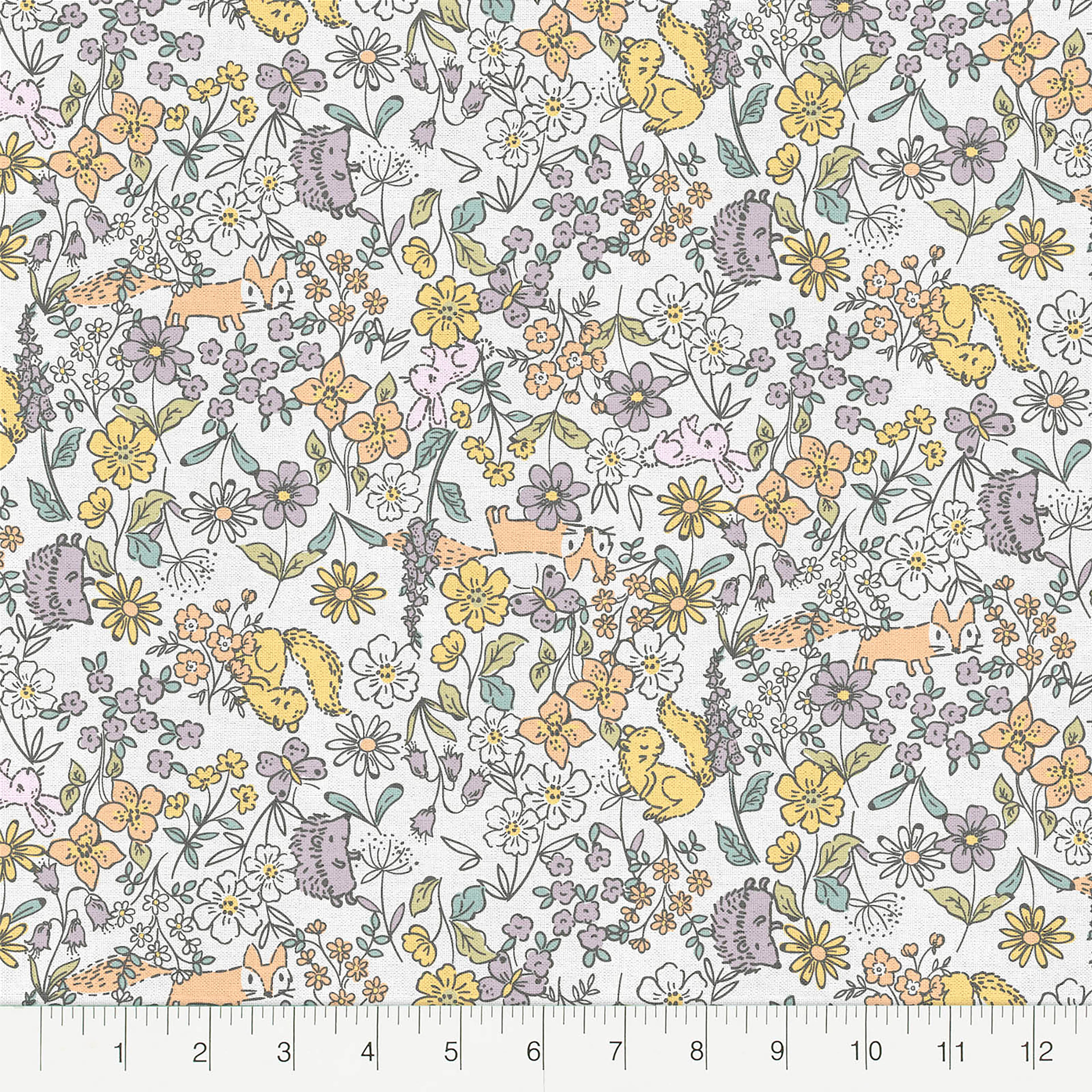 Fabric Editions White Peekaboo Cuties Cotton Fabric