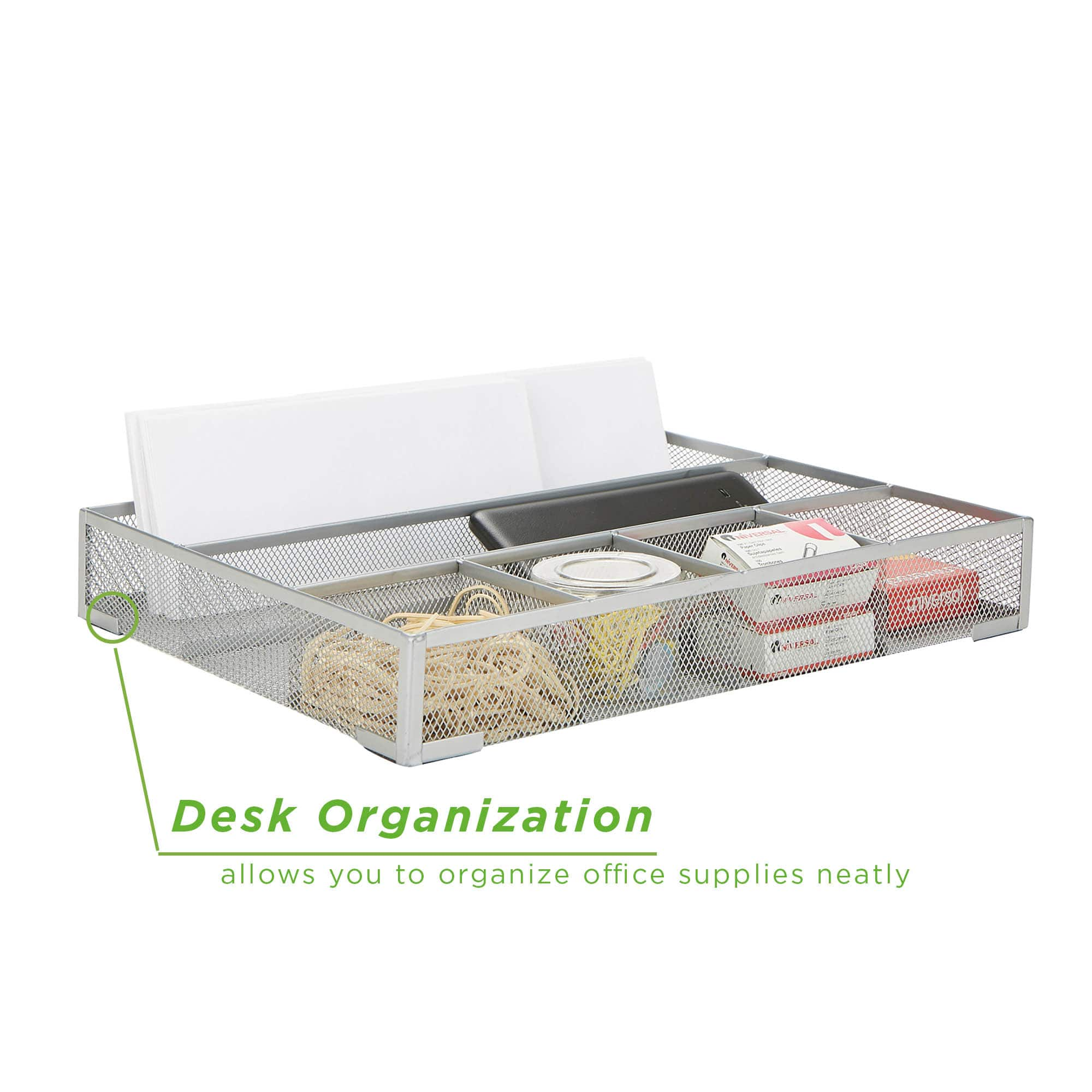 Mind Reader Silver 2 Piece Mesh Deep Drawer Organizer