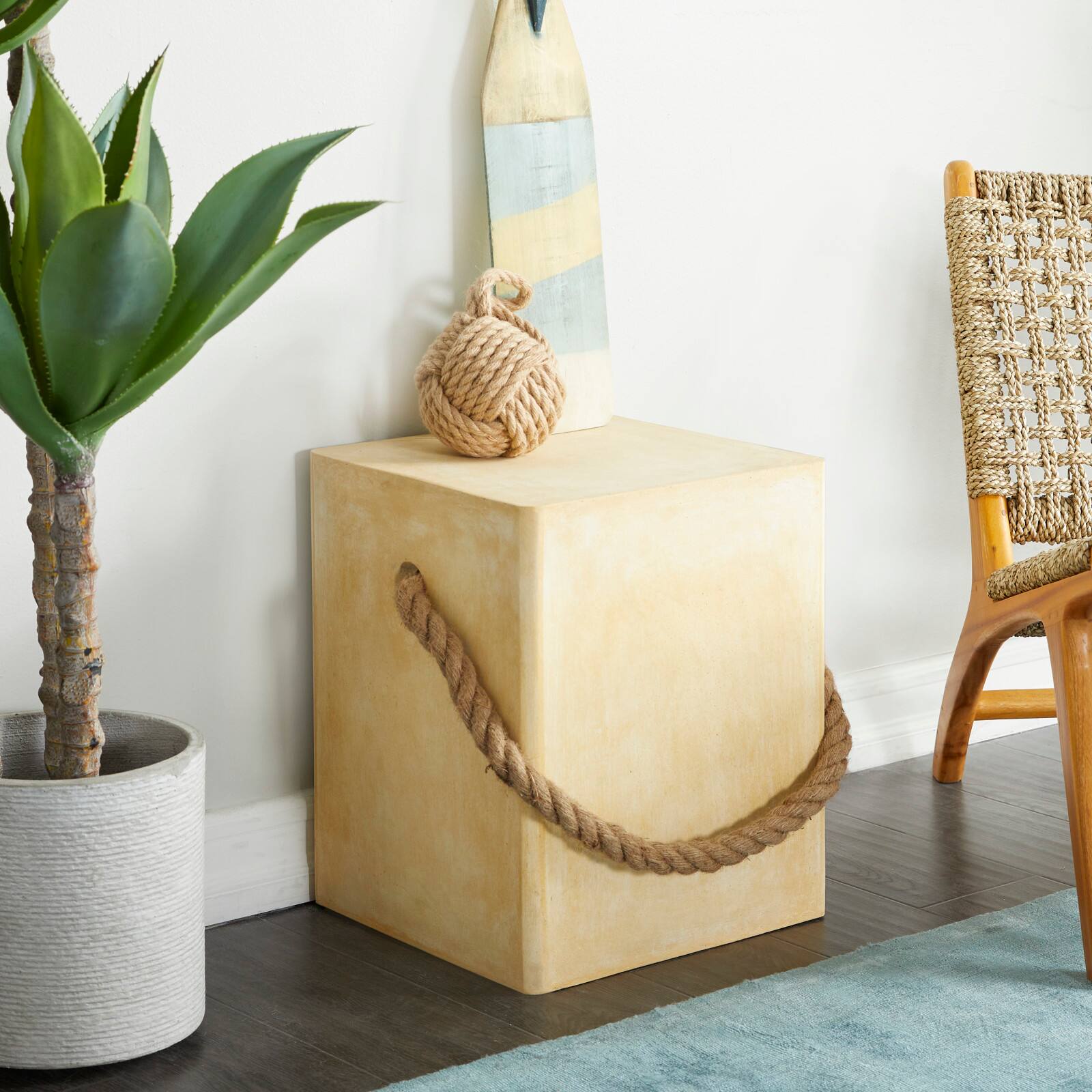 Yellow Contemporary Outdoor Accent Table, 15&#x22; x 15&#x22; x 18&#x22;