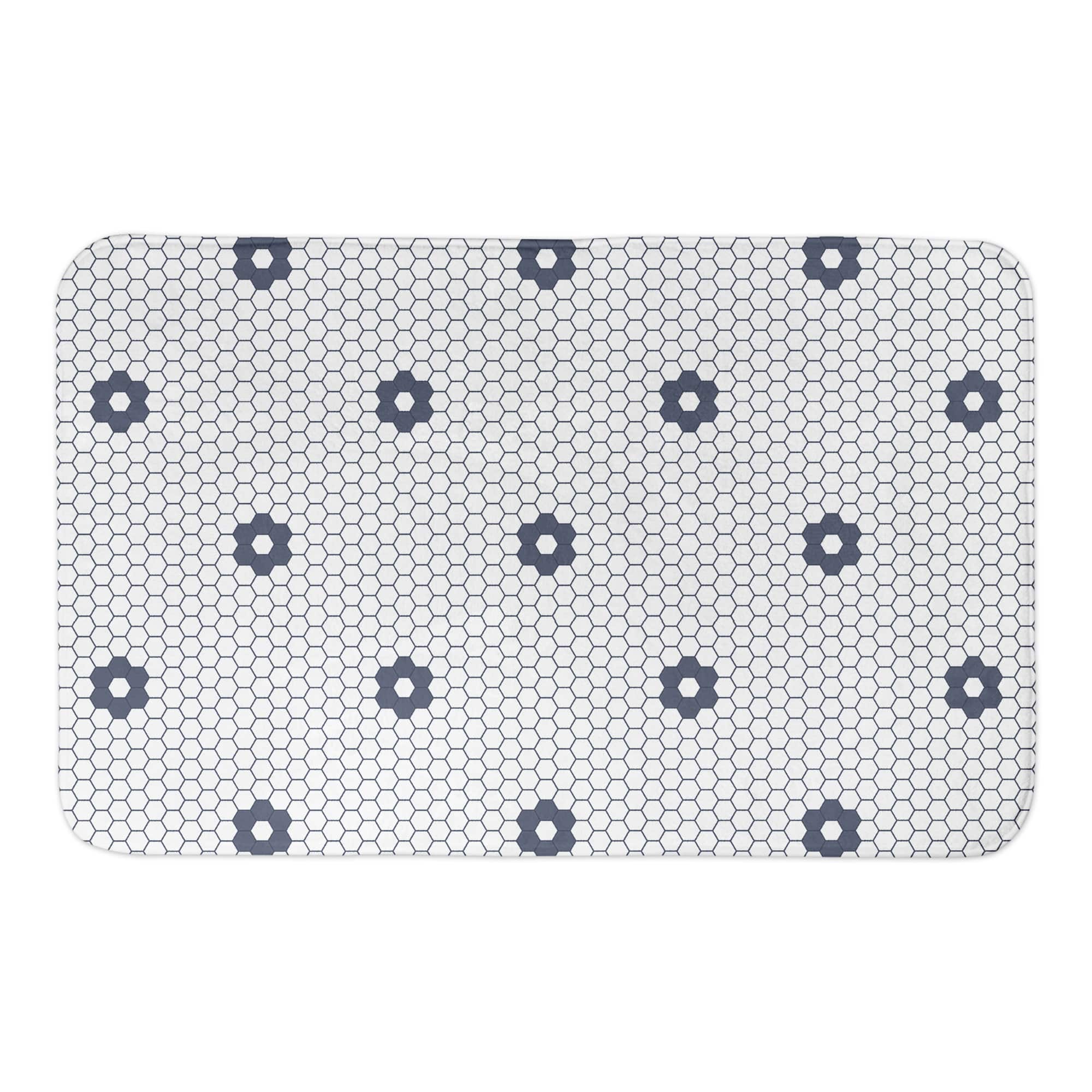 Floral Tile Pattern 34" x 21" Bath Mat