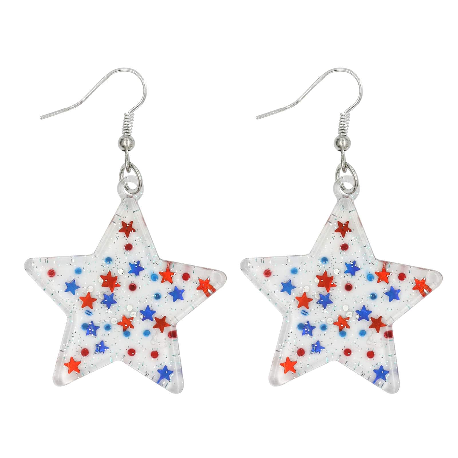 Red, White &#x26; Blue Glitter Star Dangle Earrings by Celebrate It&#x2122;