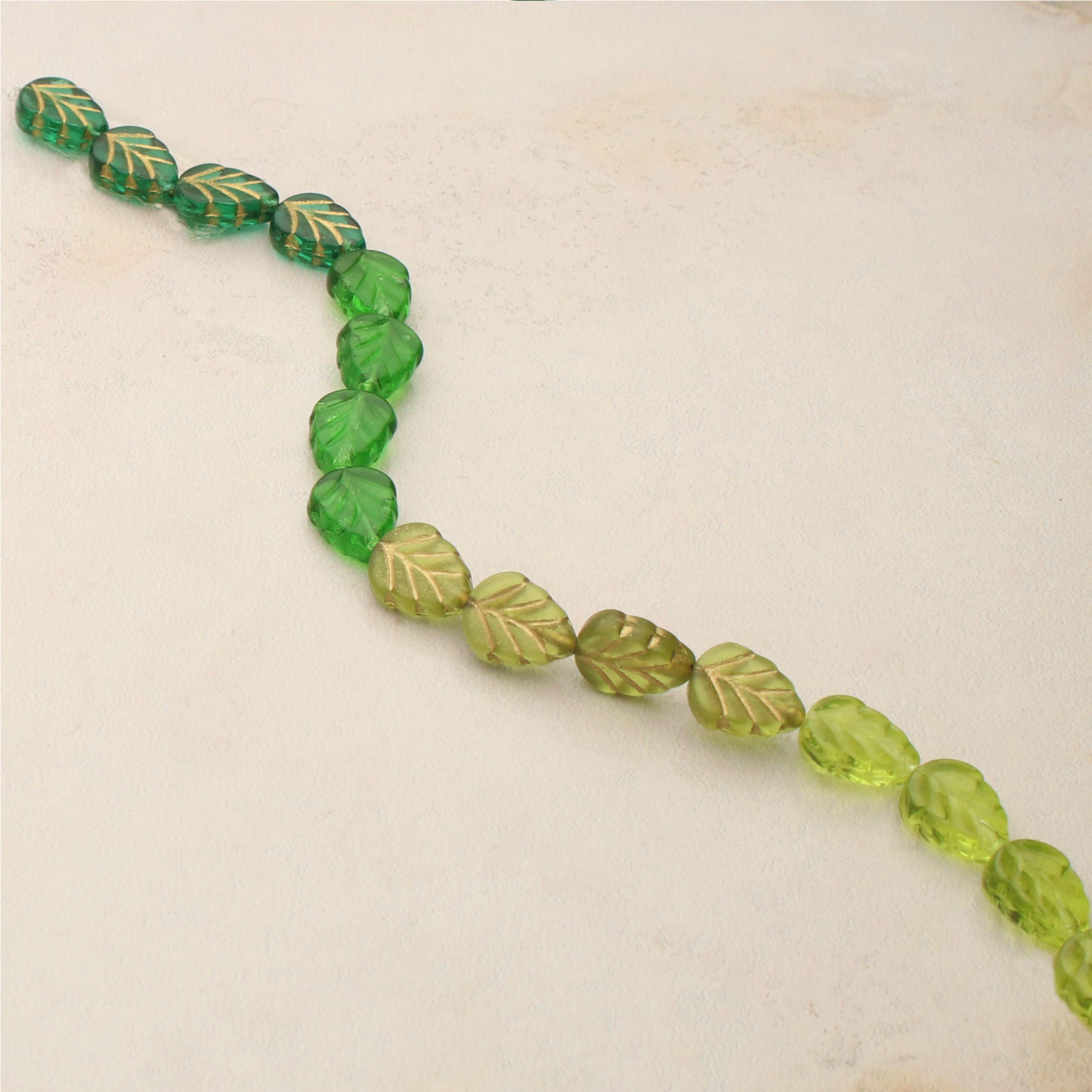 6 Packs: 16 ct. (96 total) Green Czech Glass Leaf Beads, 10.5mm by Bead Landing&#x2122;