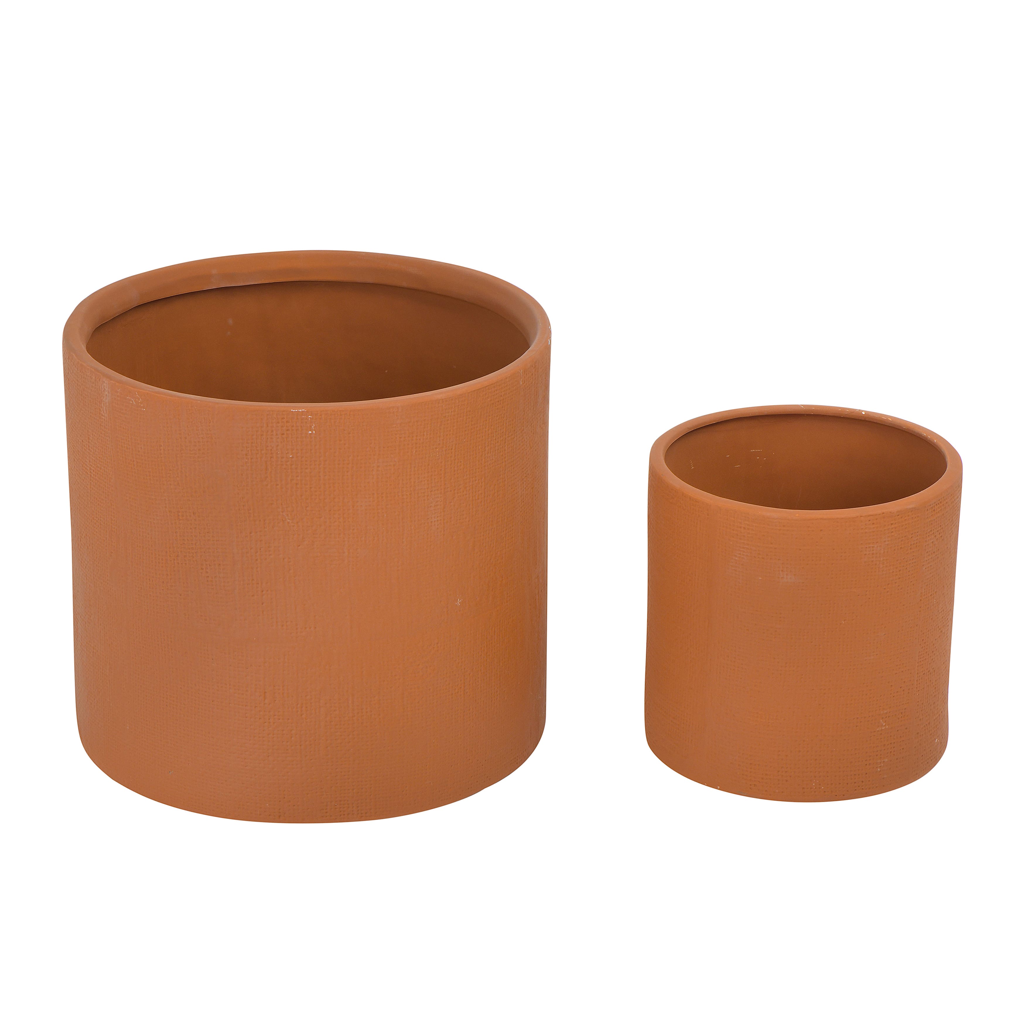 Hello Honey&#xAE; Stoneware Planters with Embossed Cross Hatch Texture Set
