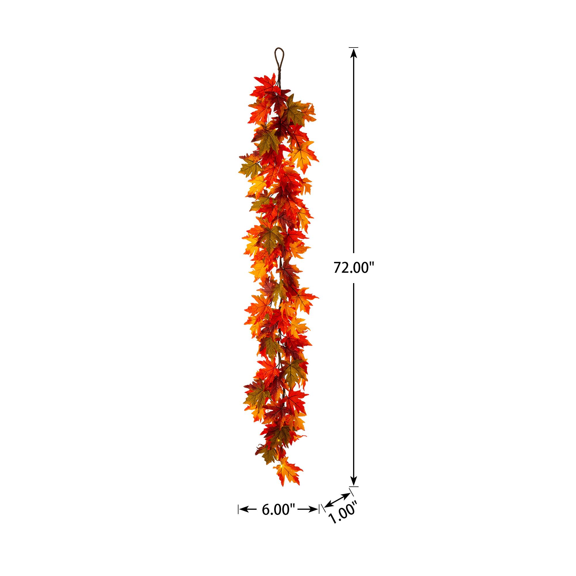 Glitzhome&#xAE; 6ft. Fall Lighted Maple Leaves Garland with Timer