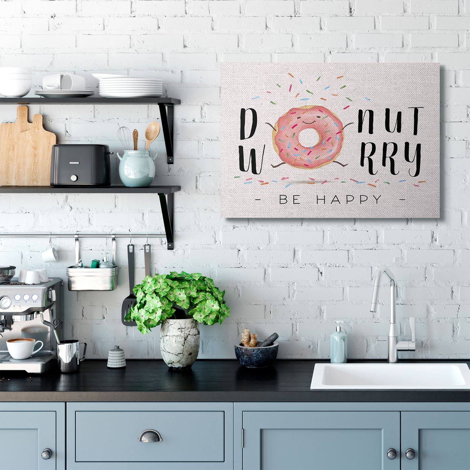 Stupell Industries Donut Worry Be Happy Canvas Wall Art