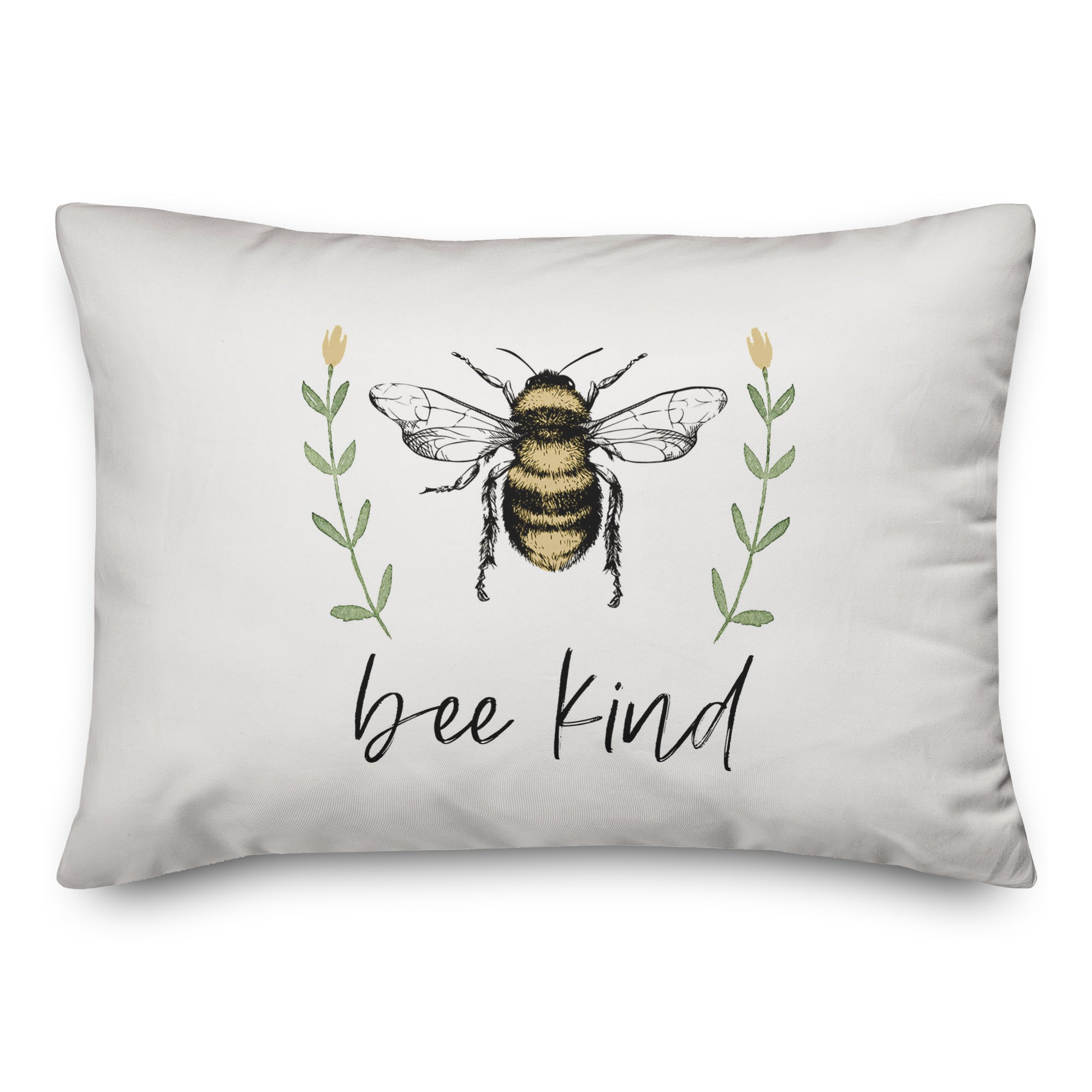 Bee Kind Flowers 14&#x22; x 20&#x22; Throw Pillow