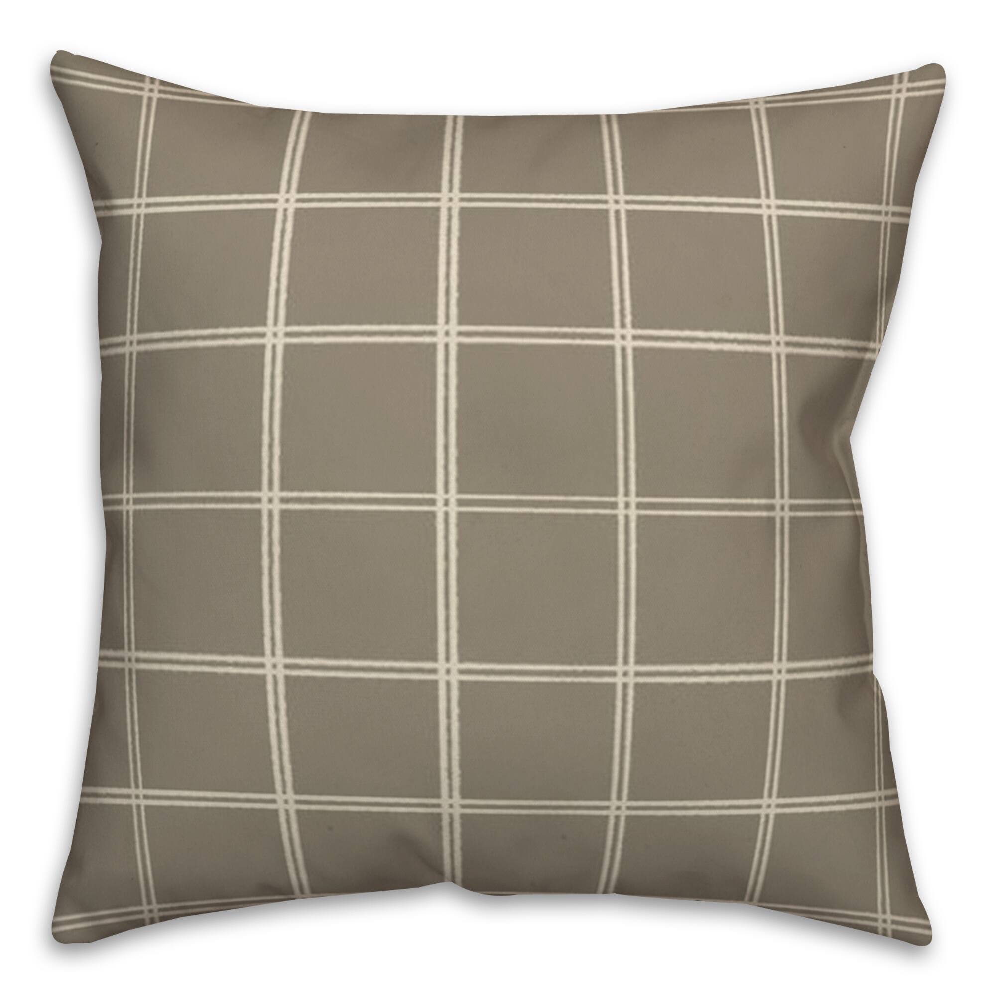 Taupe & White Check Throw Pillow