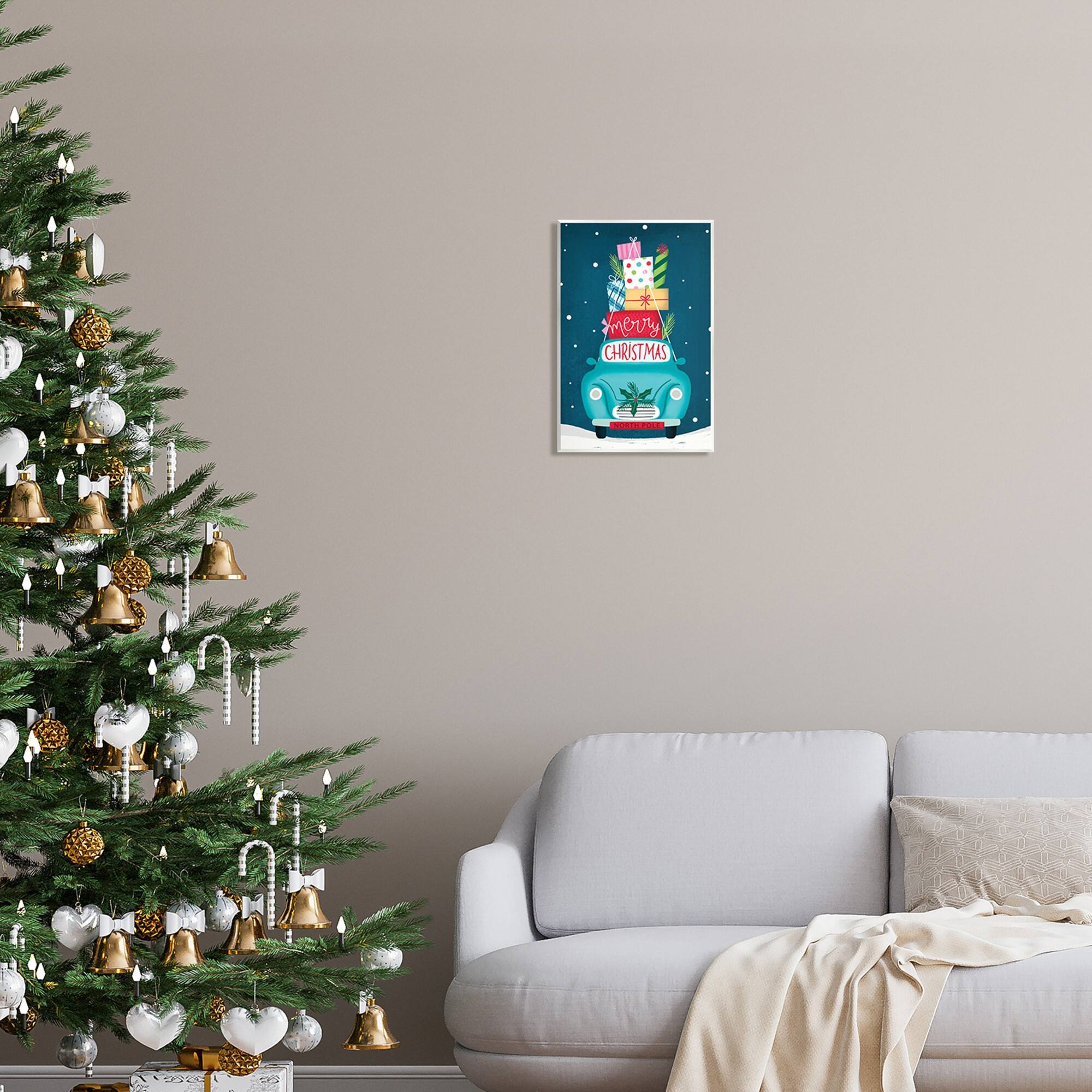 Stupell Industries Merry Christmas Stacked Gifts Car Wall Plaque Art