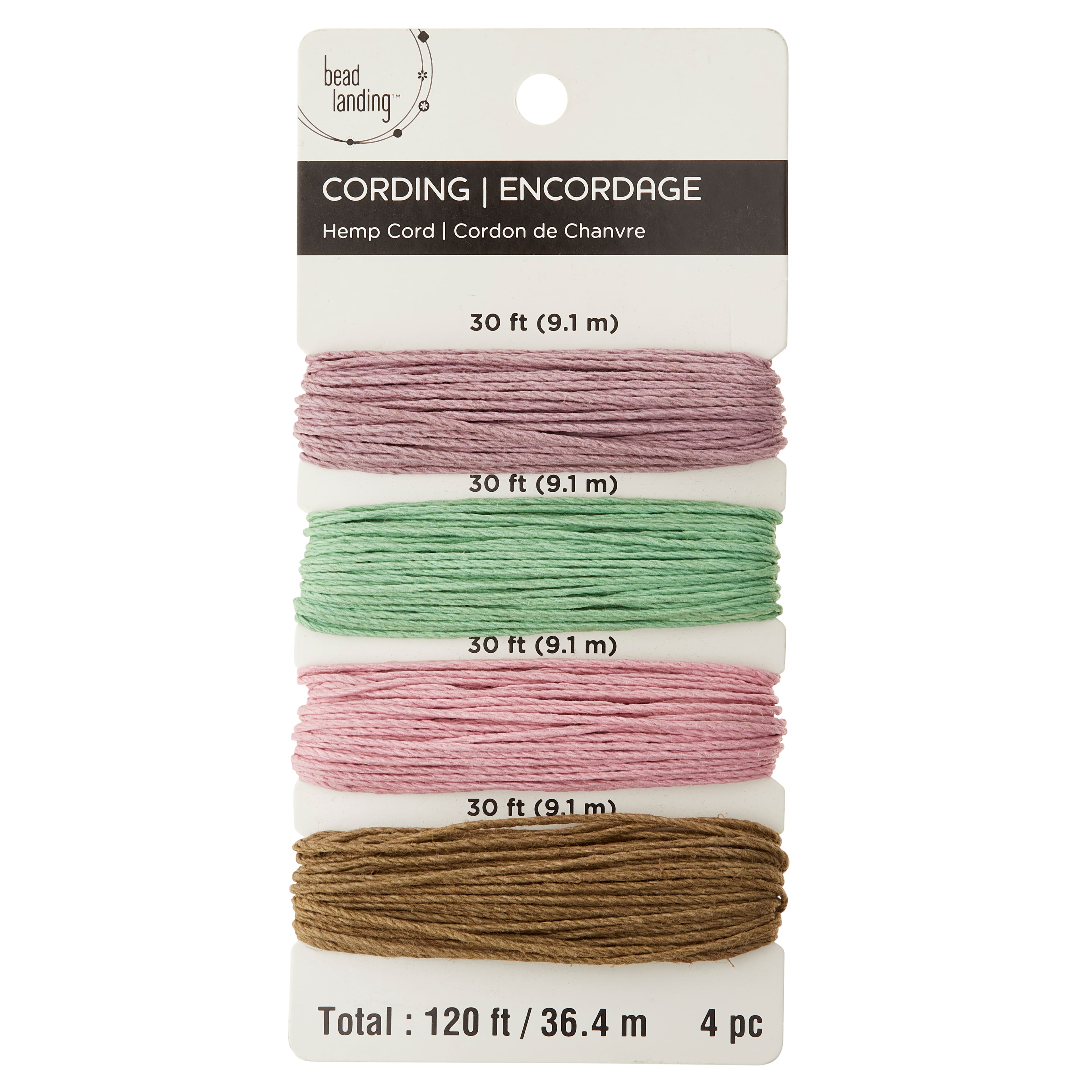 Bead Landing Hemp Cord, 20 Lb. in Purple/Green/Pink