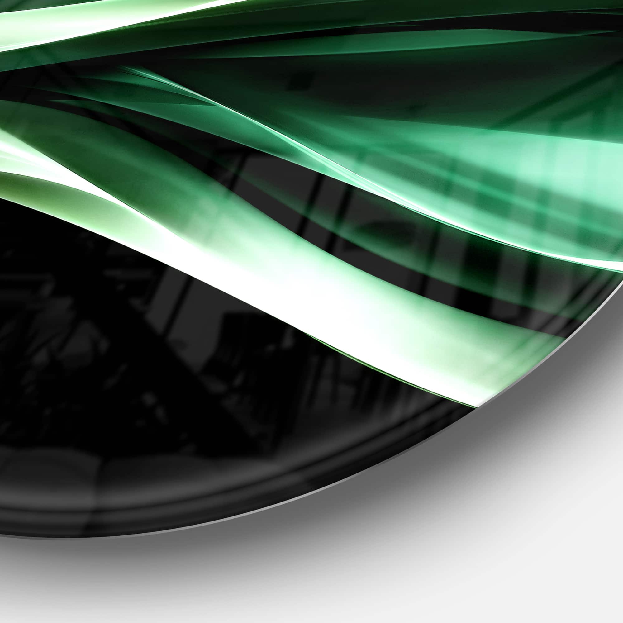 Designart - Glittering Green Pattern&#x27; Disc Abstract Circle Metal Wall Art
