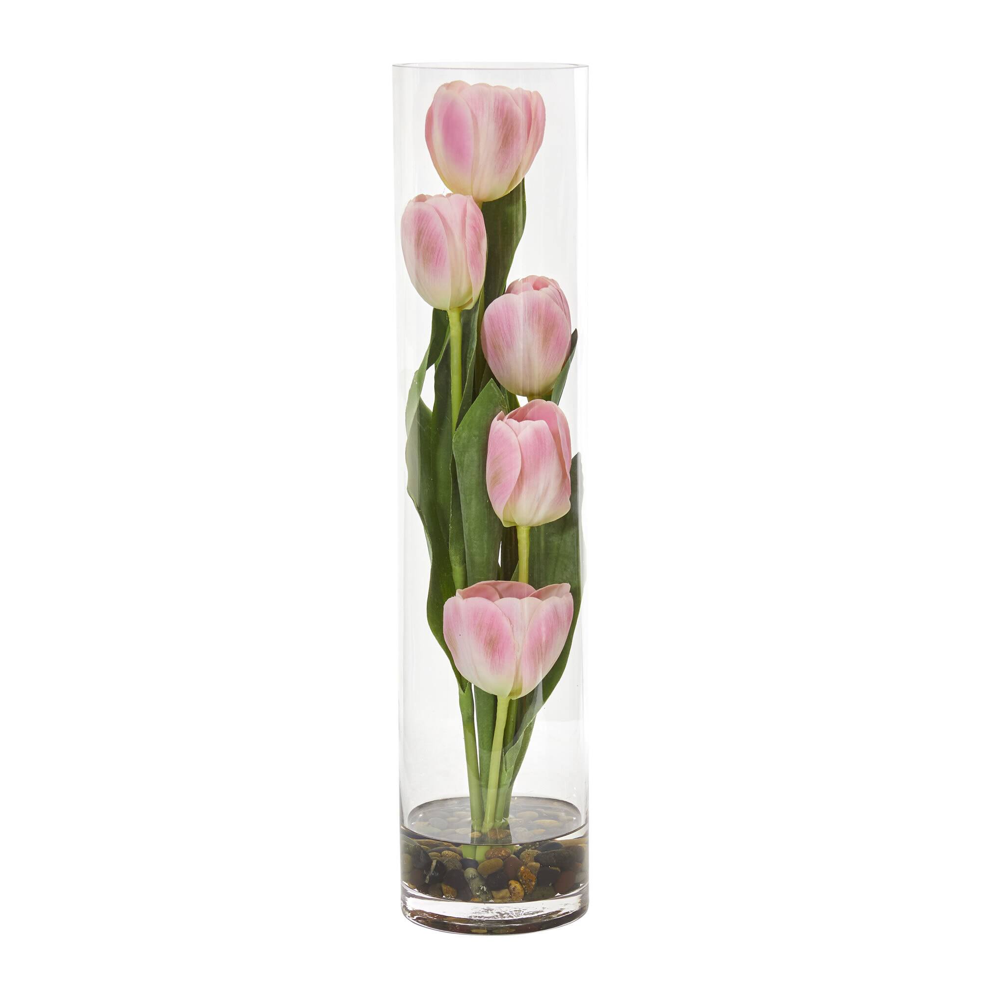18" Pink Tulips Arrangement in Cylinder Vase Michaels