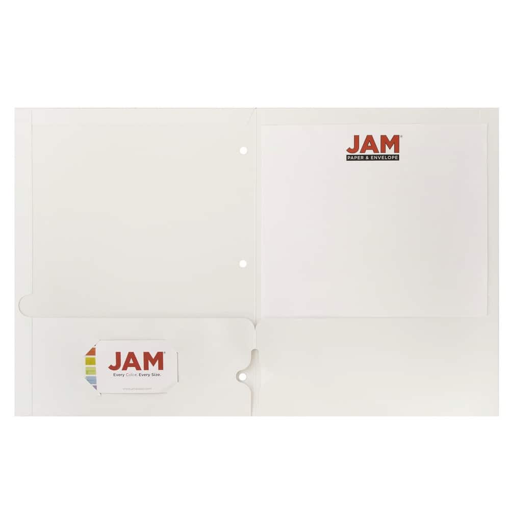 JAM Paper Business Glossy Laminated Two Pocket 3-Hole Punch Folders, 6ct.