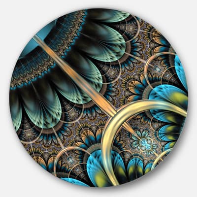 Designart - Large Blue Brown Fractal Floral Pattern' Floral Metal Circle Wall Art | 36" x 36" | Michaels®