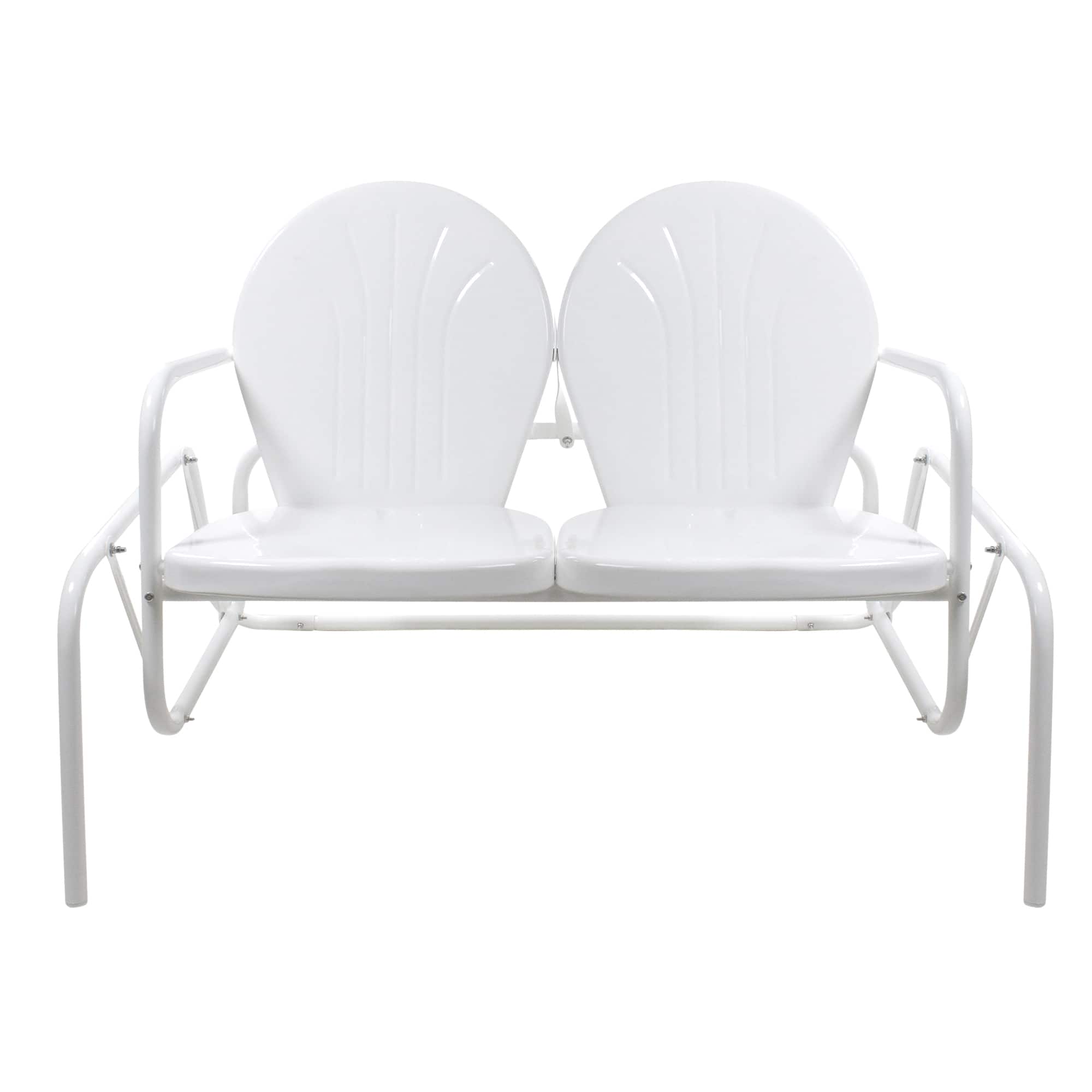 2-Person Outdoor Retro Metal Tulip Double Glider Patio Chair