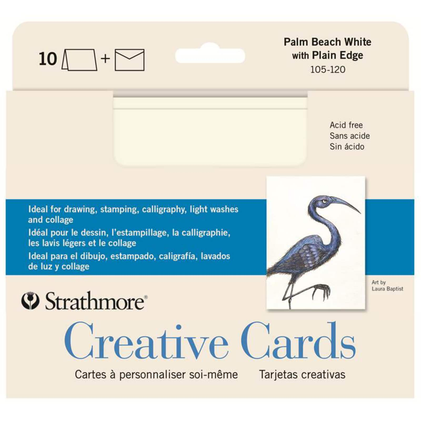 Strathmore Blank Greeting Cards with Envelopes - Palm Beach White