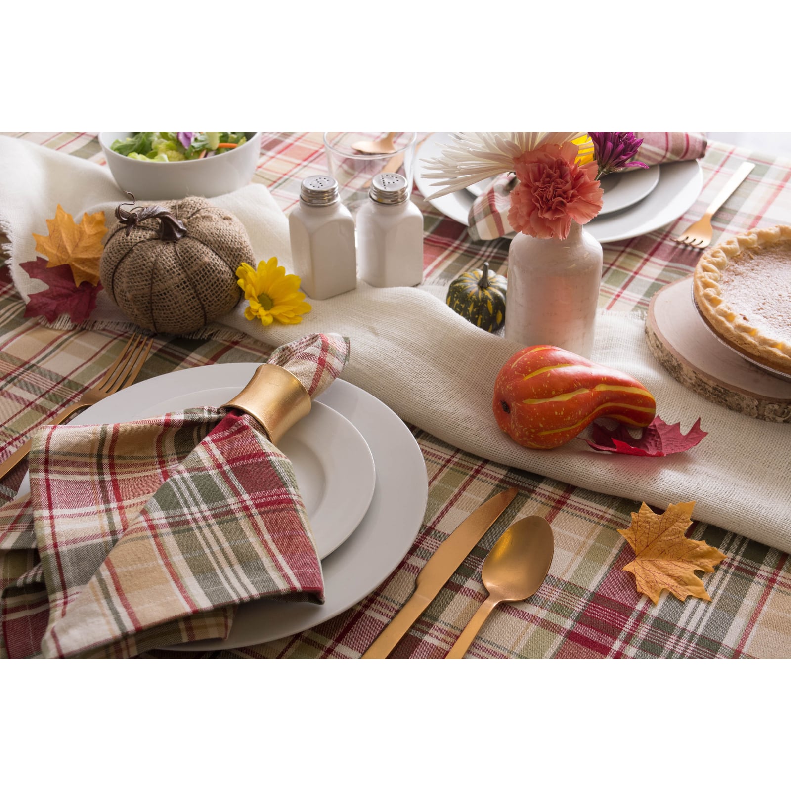 DII&#xAE; 104&#x22; Give Thanks Plaid Tablecloth