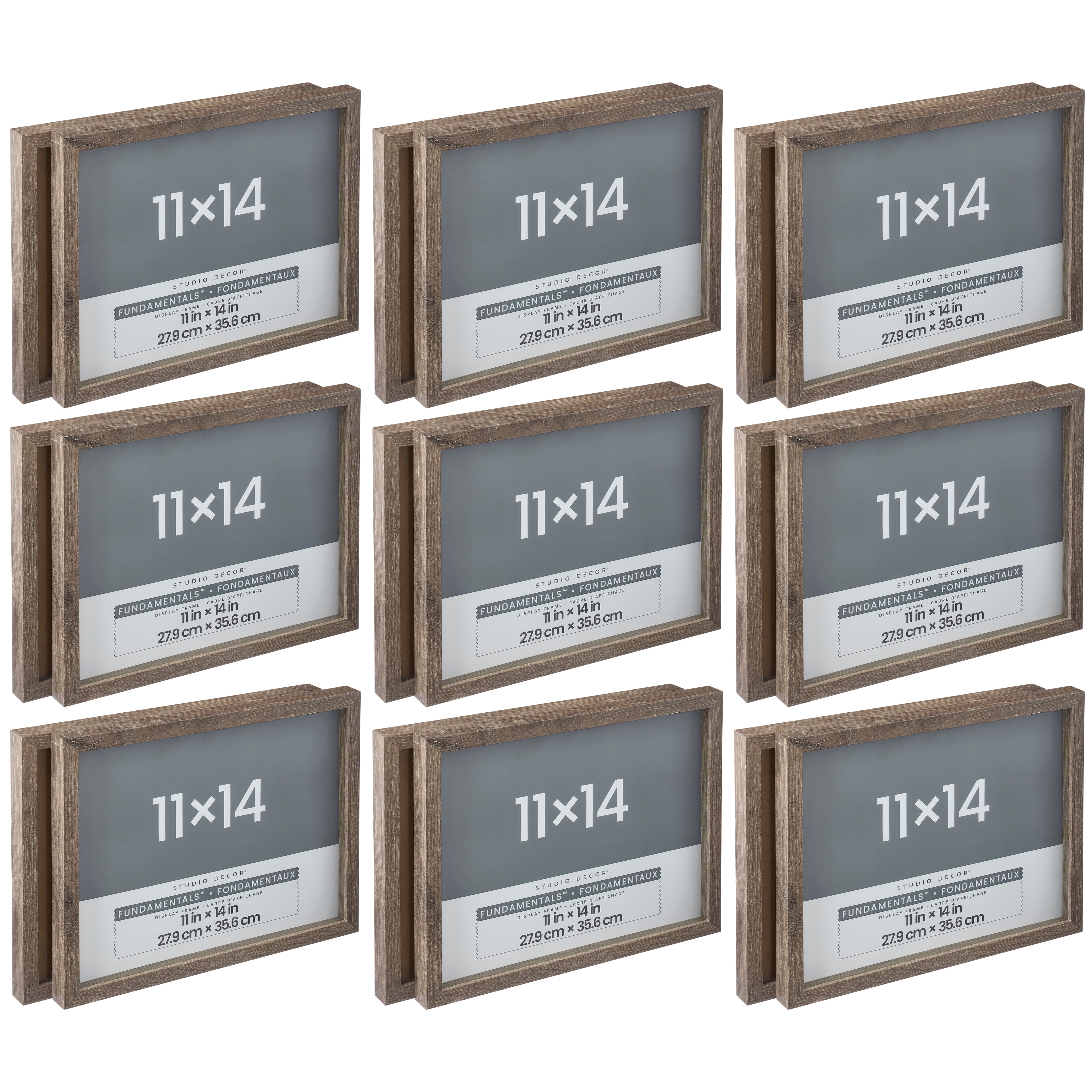 9 Packs: 2 ct. (18 total) Gray Fundamentals 11" x 14" Display Case by Studio Décor®