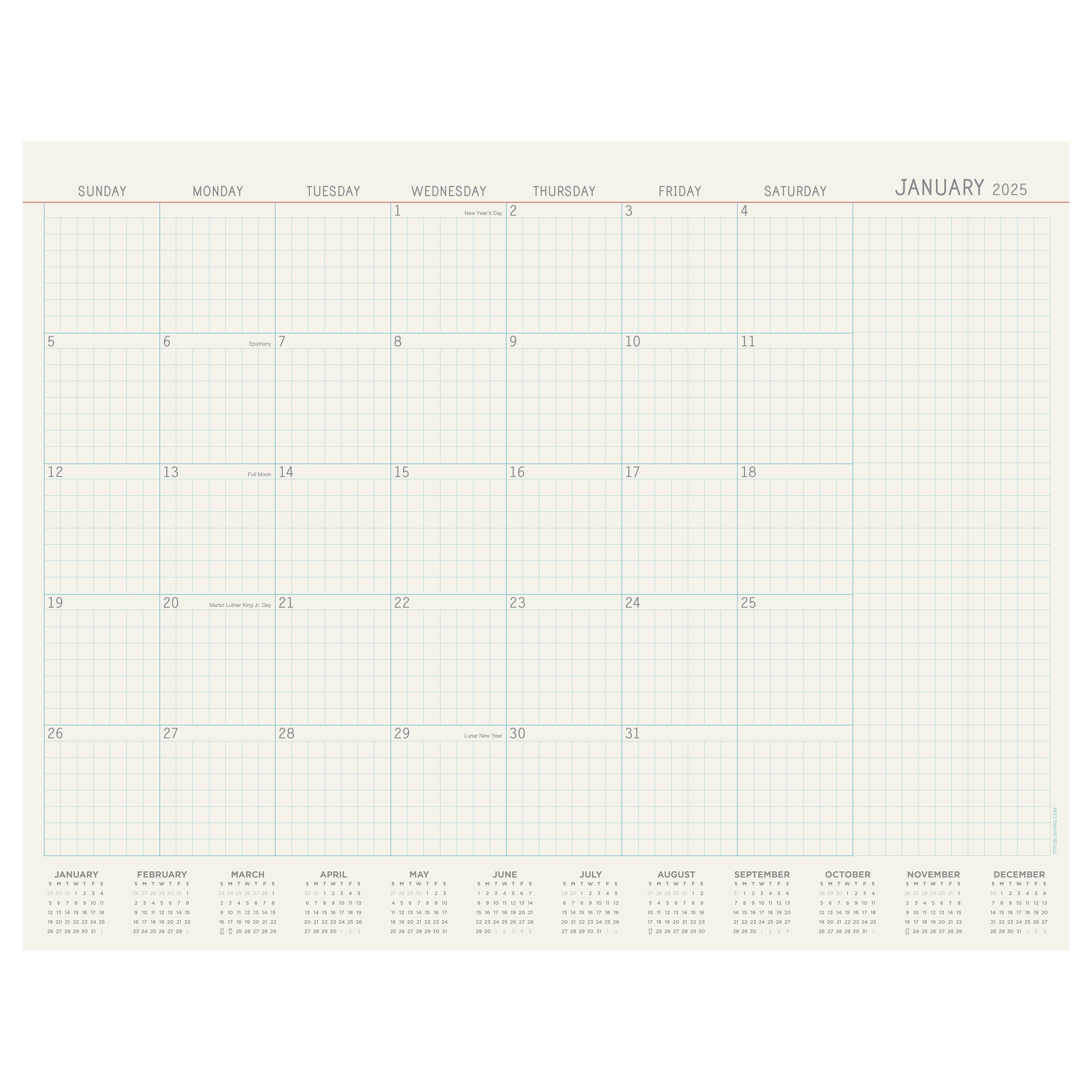 TF Publishing Large 2025 Vintage Professional Monthly Blotter Desk Pad Calendar