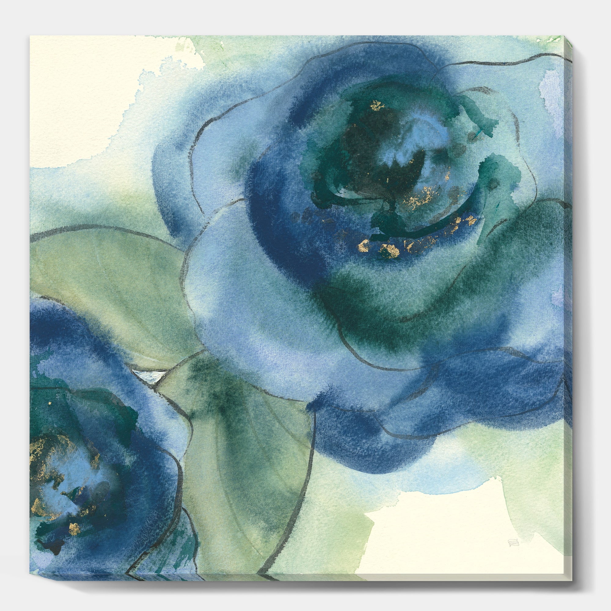Designart - Blue Floral Poppies V - Cottage Canvas Art