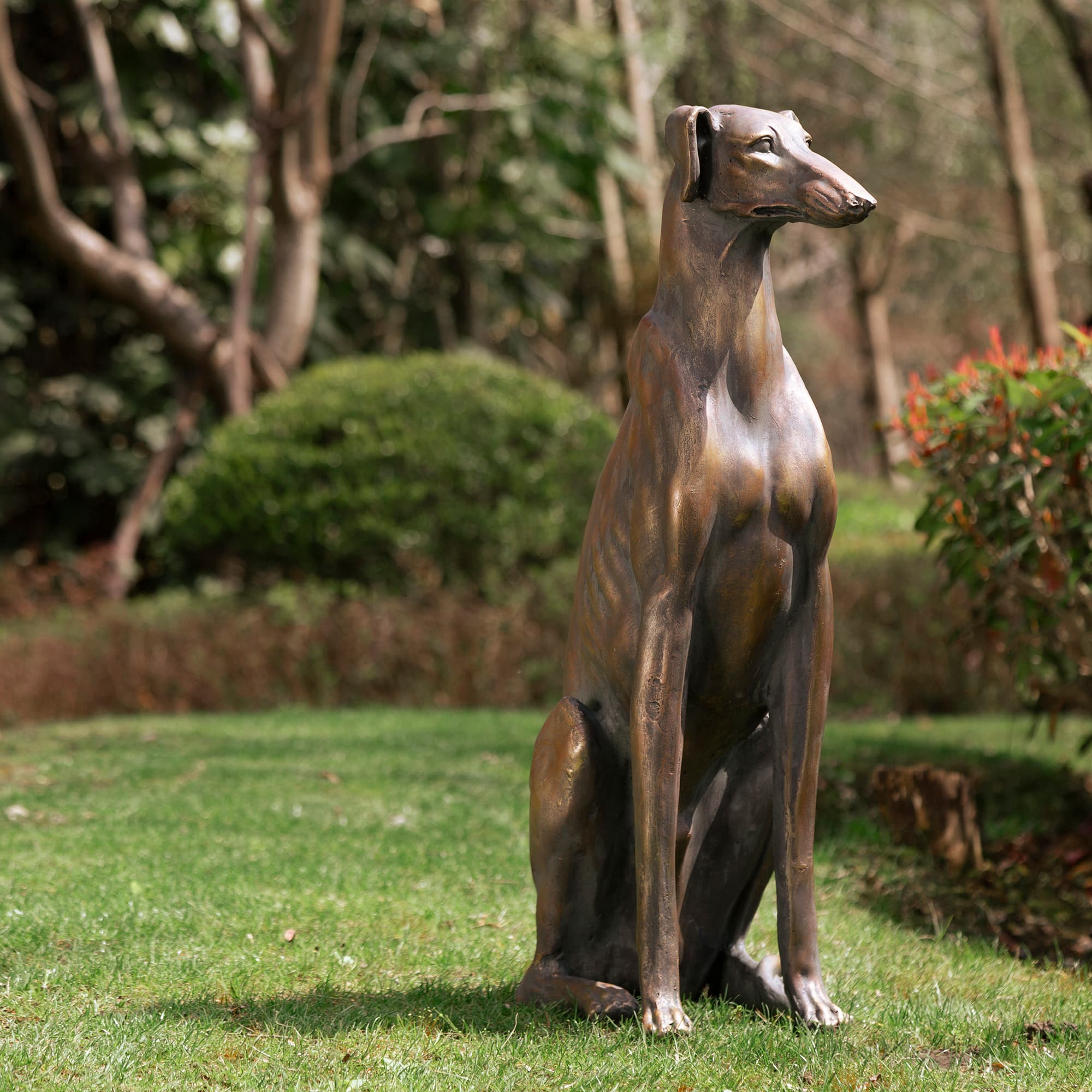 Glitzhome&#xAE; 30&#x22; Sitting Left Greyhound Dog Statue