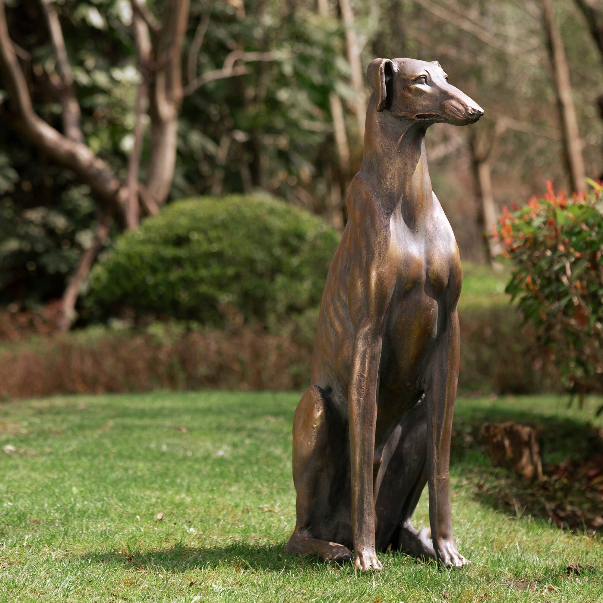 Glitzhome® 30" Sitting Left Greyhound Dog Statue