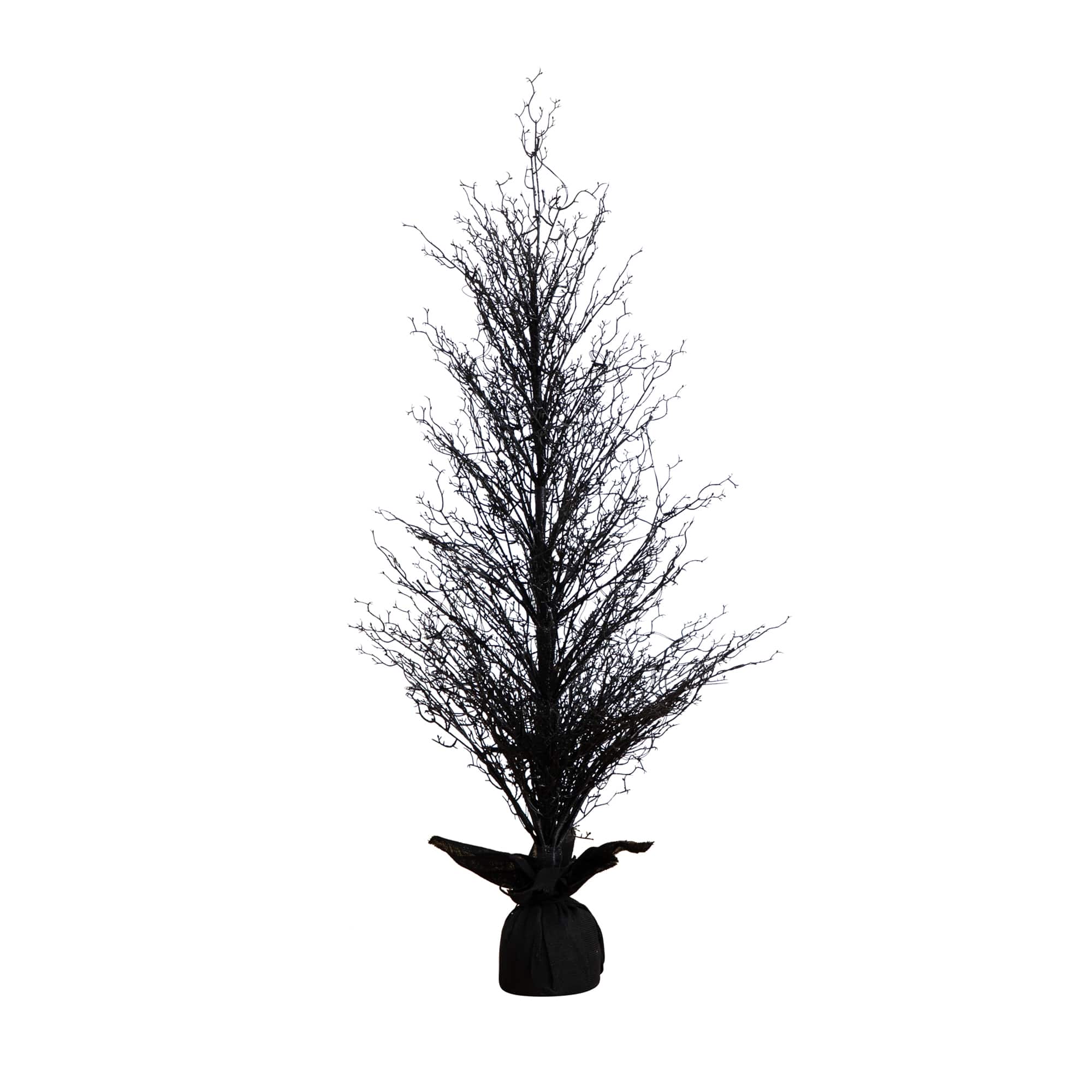 5ft. Pre-Lit LED Halloween Black Twig Artificial Fall Tree in Burlap Planter