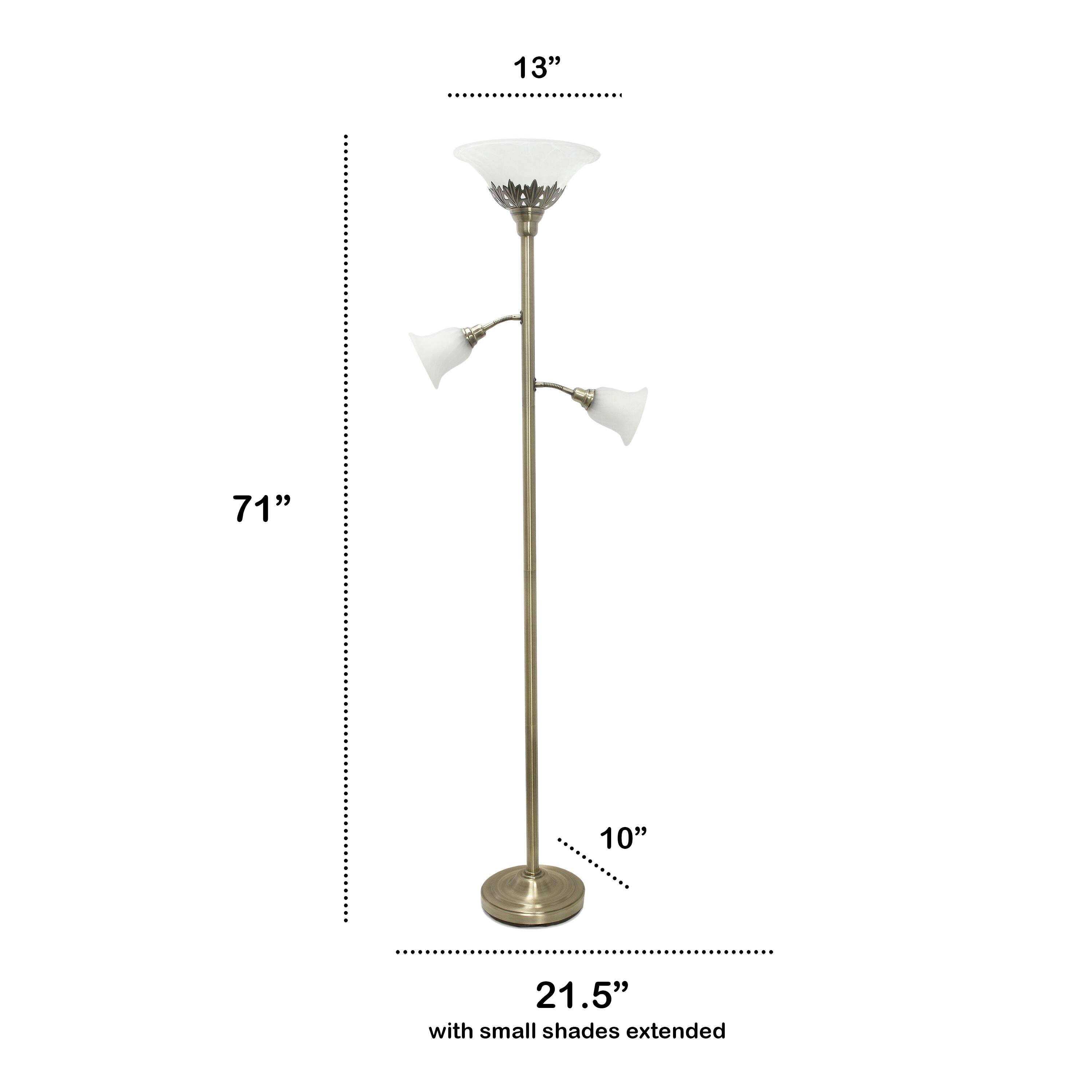 Lalia Home Torchiere Floor Lamp with 2 Reading Lights