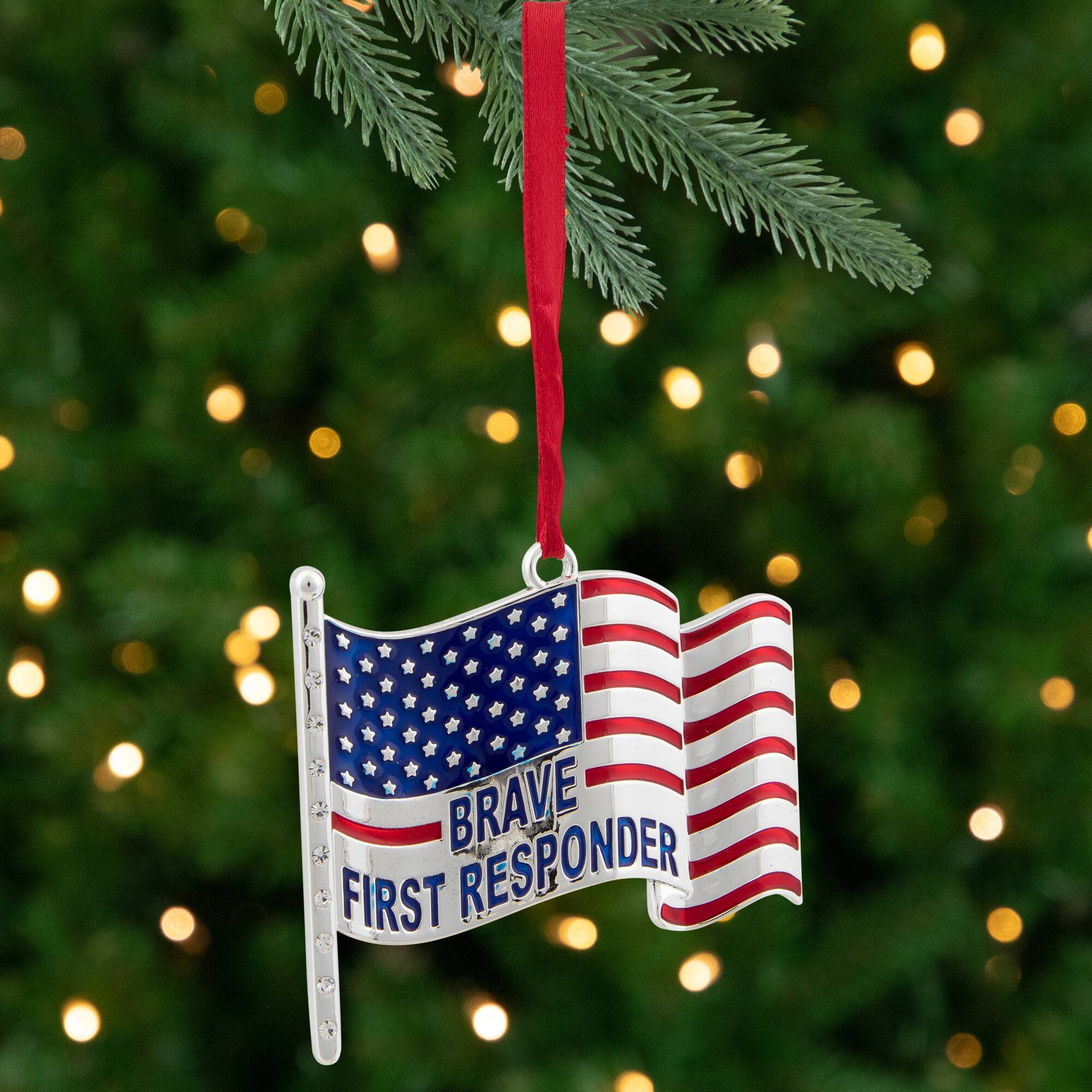 US First Responders Christmas Ornament with European Crystals - 6.25"