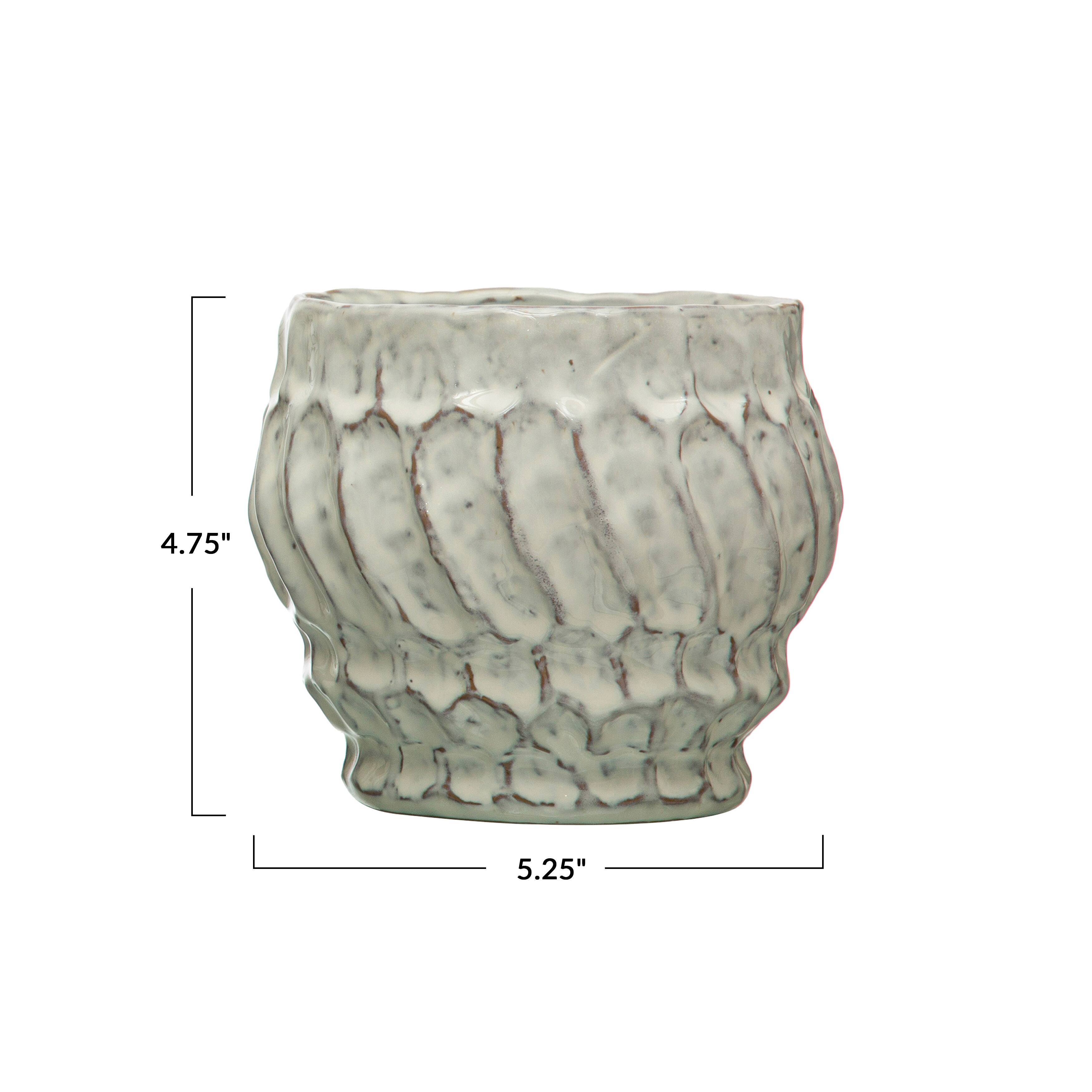 Hello Honey® 5" Ivory Embossed Stoneware Planter