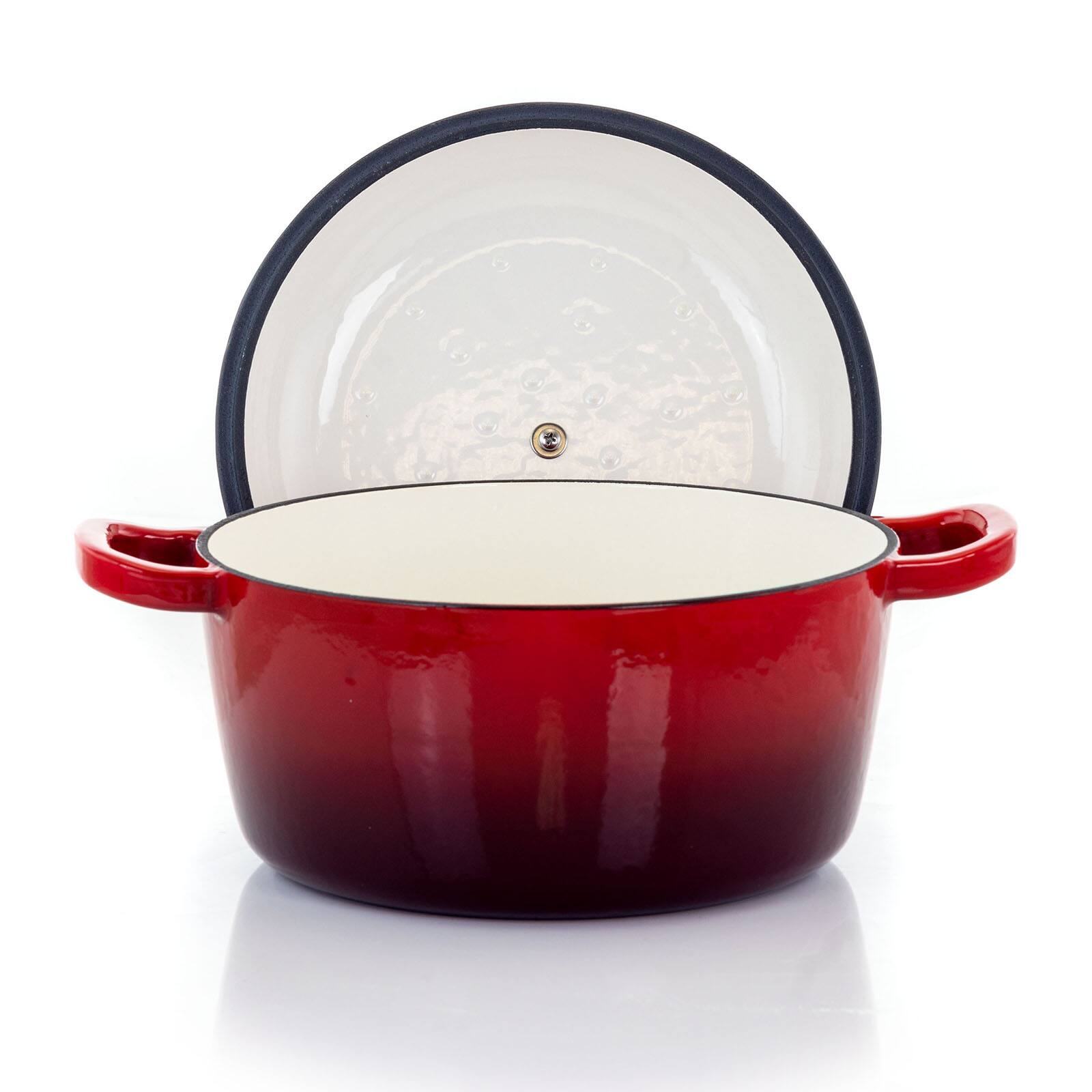 MegaChef 5qt. Red Enameled Cast Iron Casserole