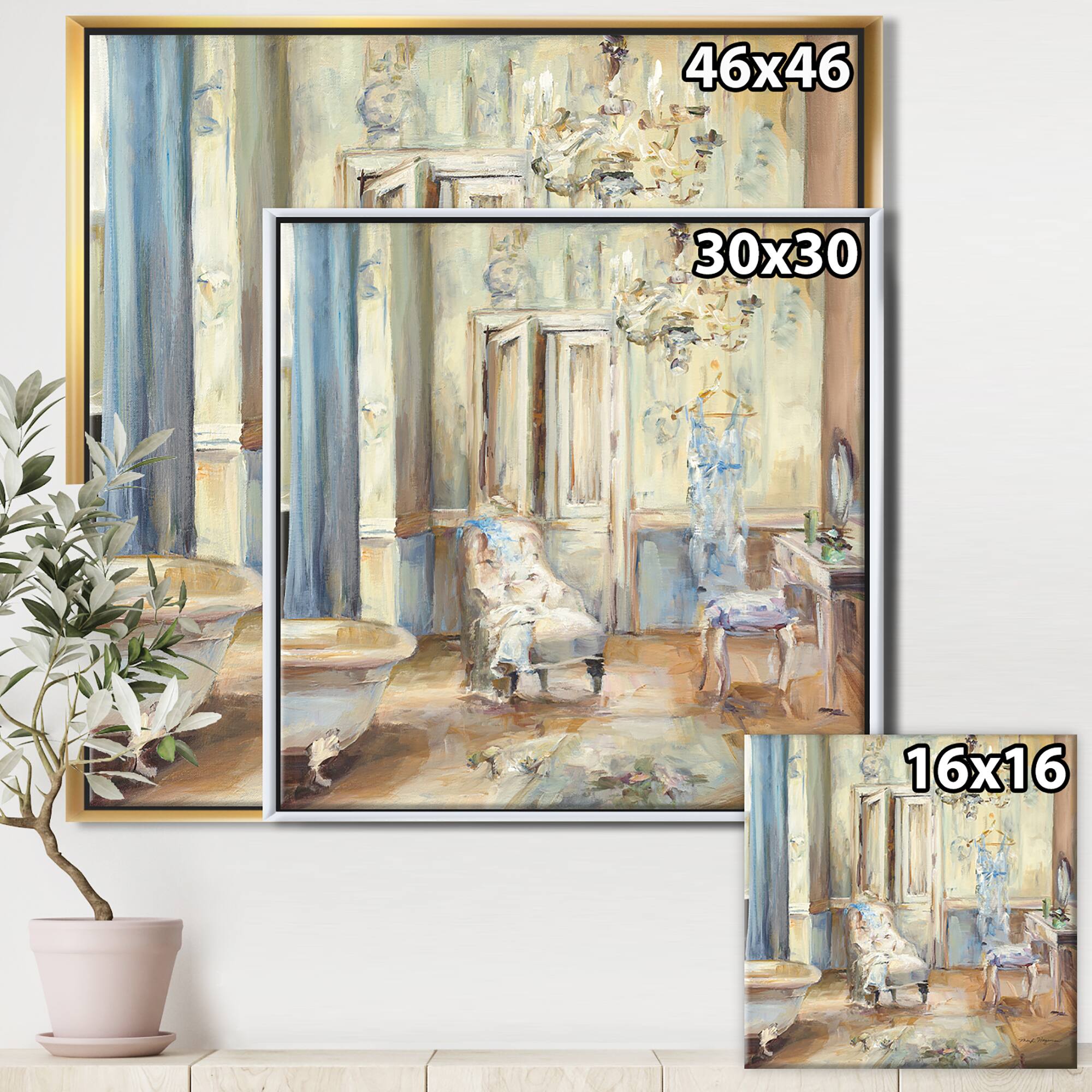 Designart - French Boudoir Bath I - Traditional Bathroom Framed Canvas