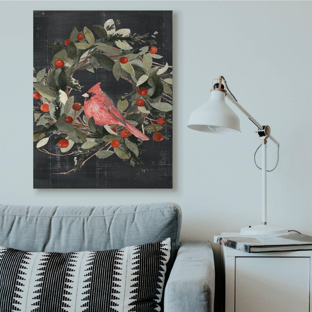 Stupell Industries Red Cardinal In Wreath Design Canvas Wall Art