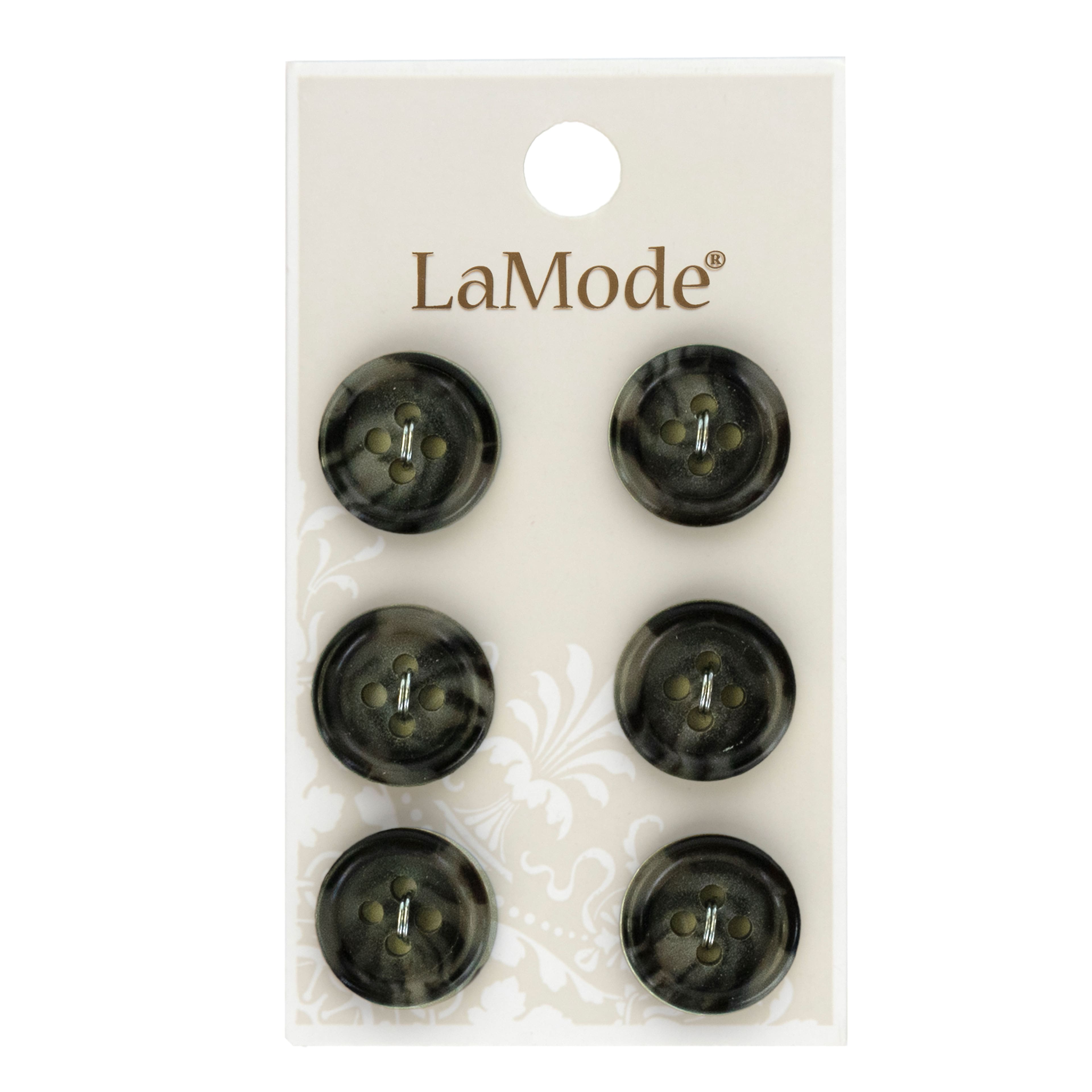 LaMode 5/8" Grey 4-Hole Buttons, 6ct.