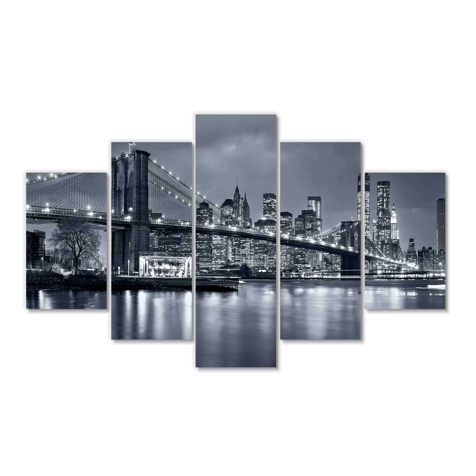 Designart New York City At Night Cityscape Large Panorama Canvas Print