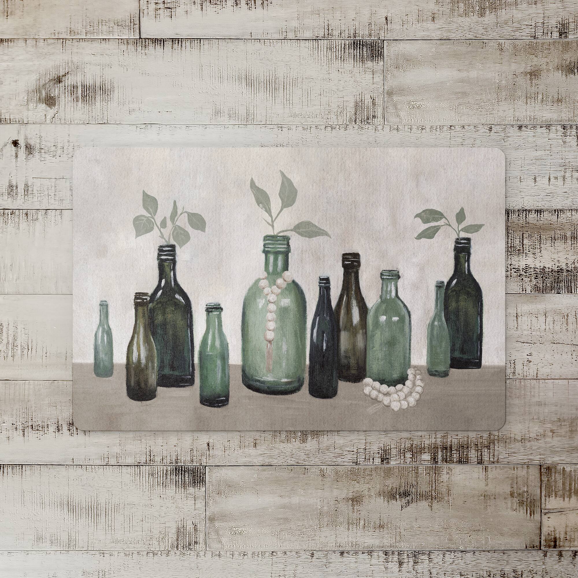 Sage Glass Bottles 27" x 18" Floor Mat