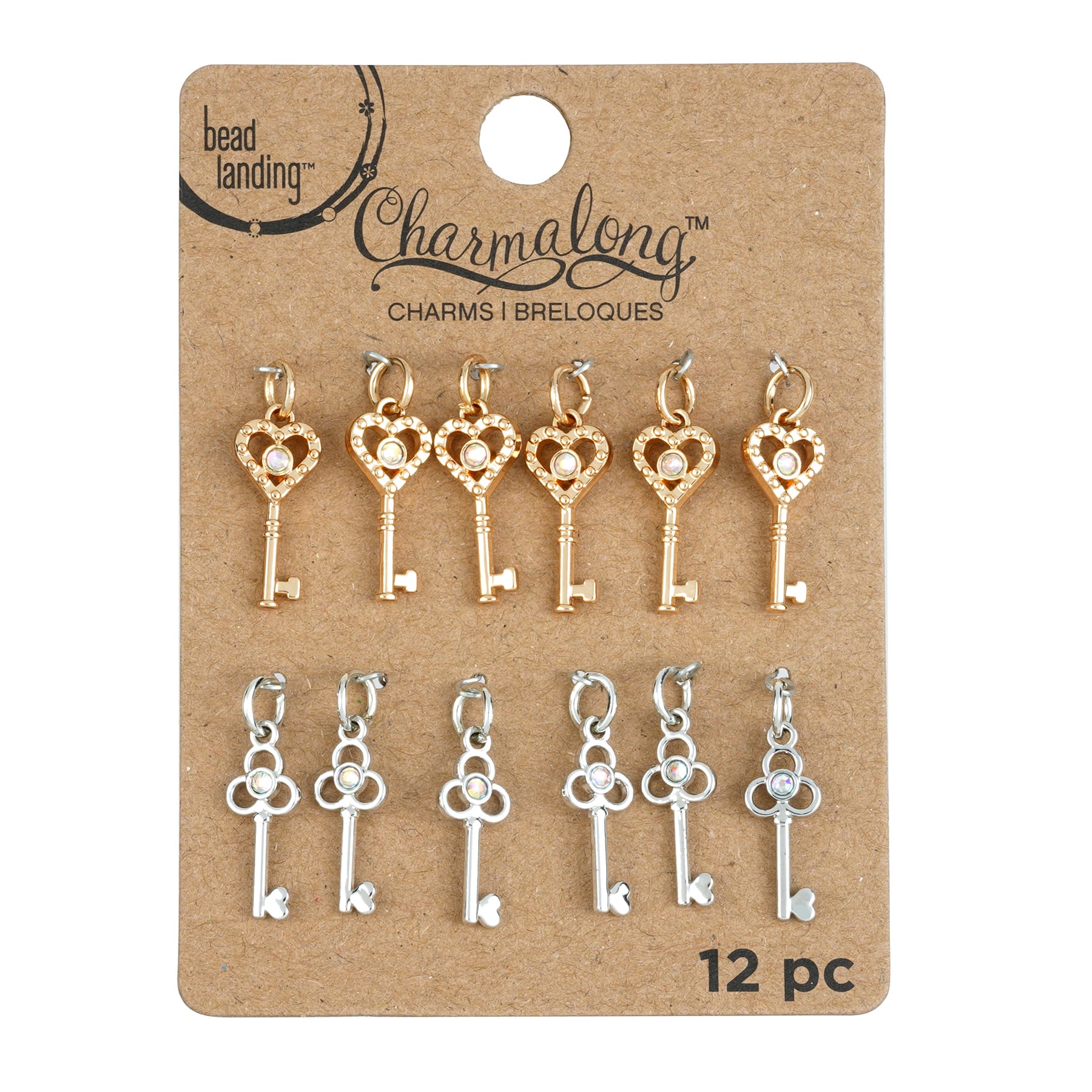 Charmalong&#x2122; Gold &#x26; Rhodium Key Charms by Bead Landing&#x2122;
