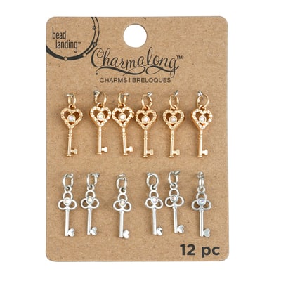 Charmalong™ Gold & Rhodium Key Charms by Bead Landing™ image