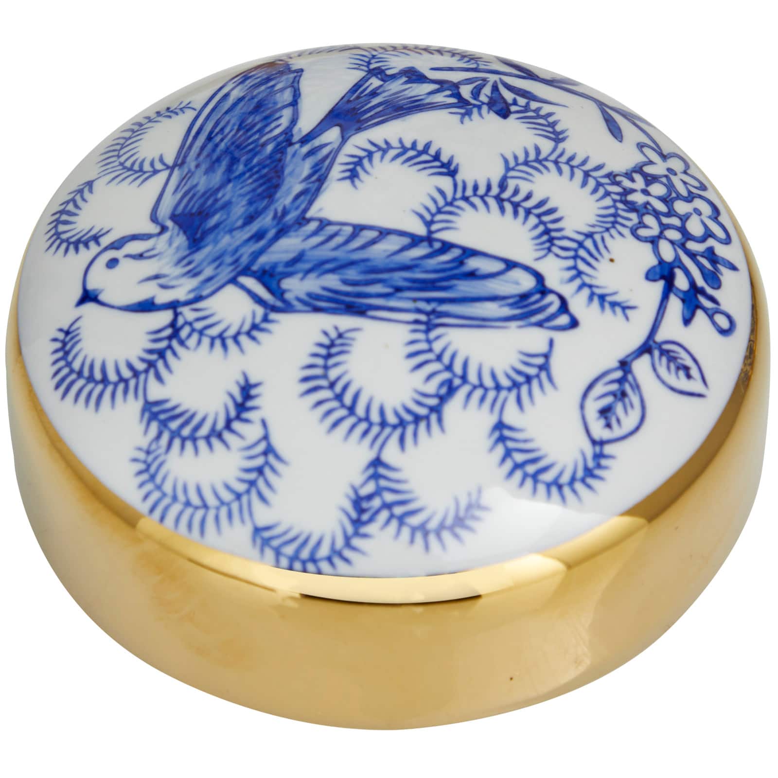 Blue & Gold Ceramic Floral Decorative Jars Set