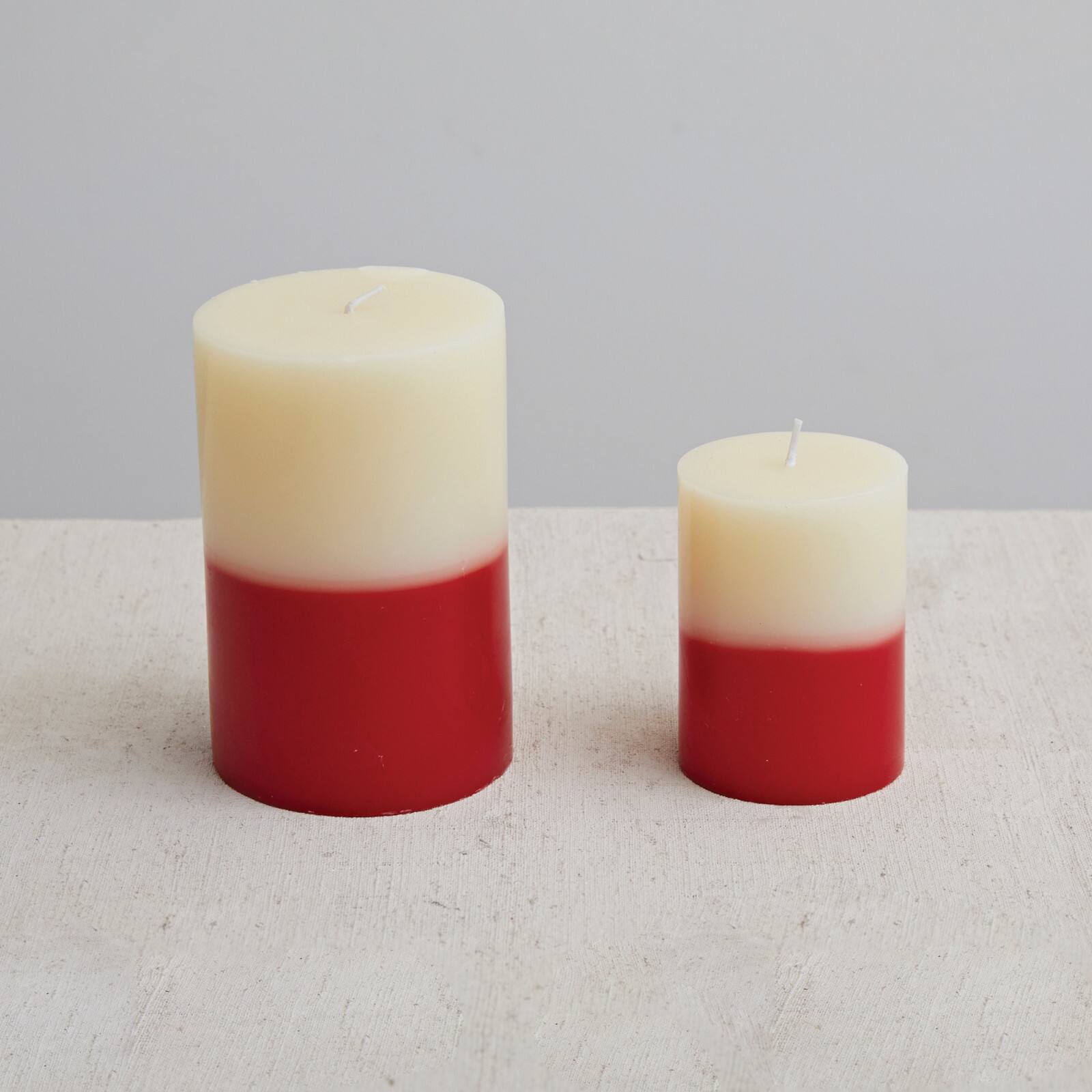 Hello Honey&#xAE; 6&#x22; Red &#x26; Cream Unscented Pillar Candle