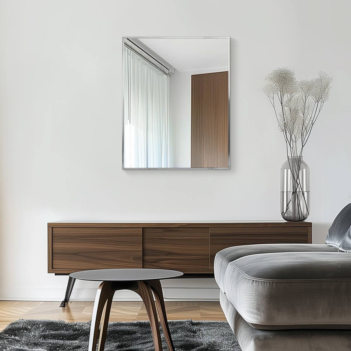 Head West Brushed Nickel Rectangular Framed Accent Vanity Mirror