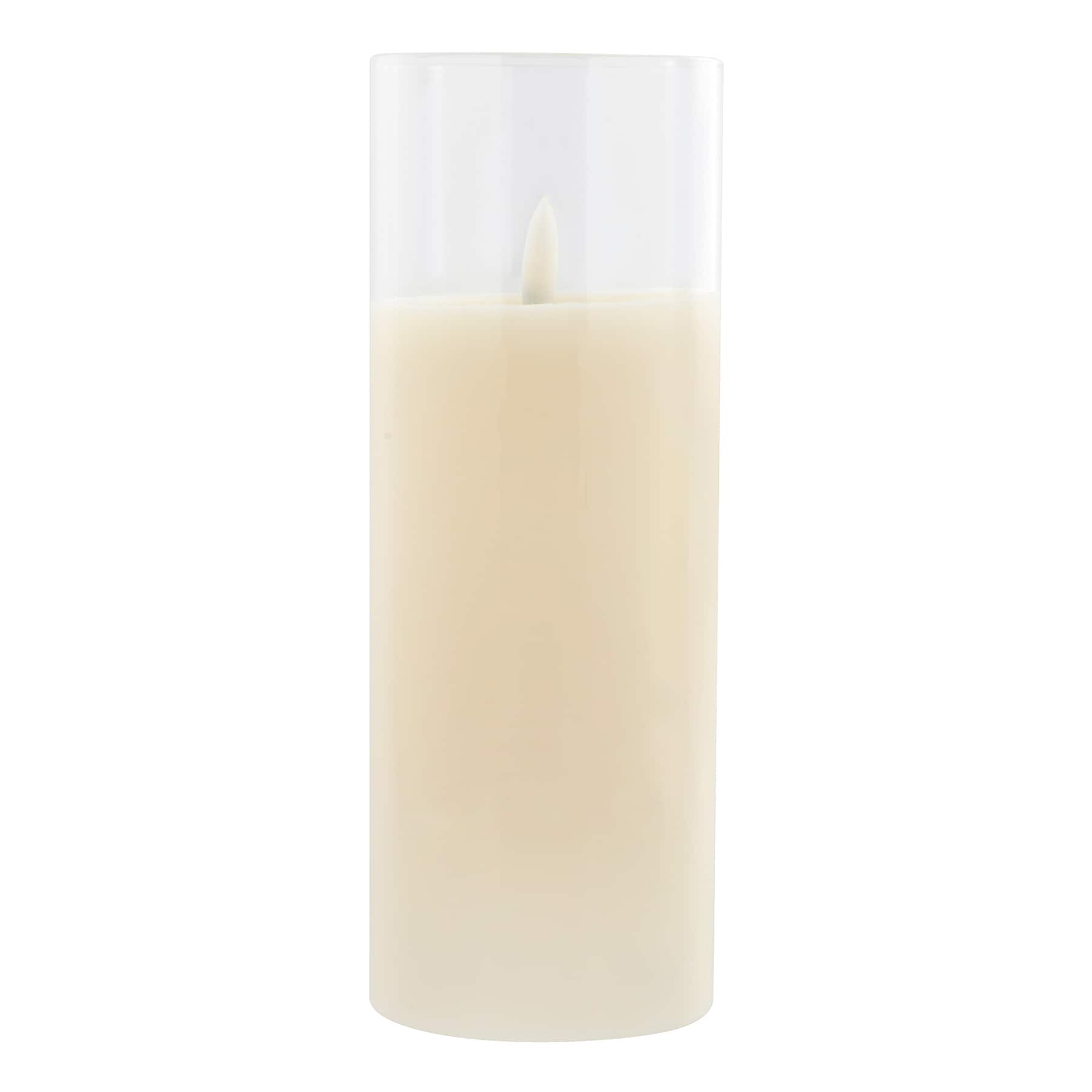 3" x 8" Flickering Flame LED Glass Wax Candle by Ashland®
