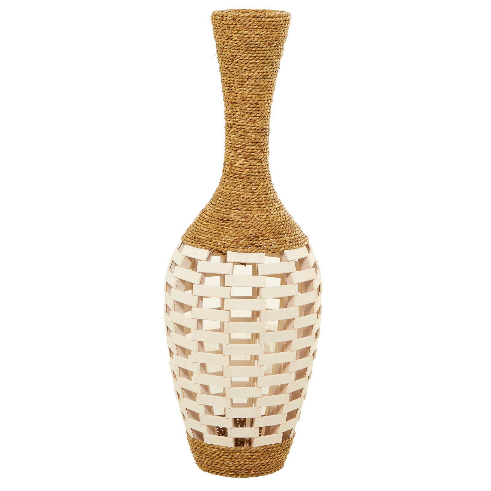 White Seagrass Handmade Tall Woven Floor Vase 11" x 11" x 32"