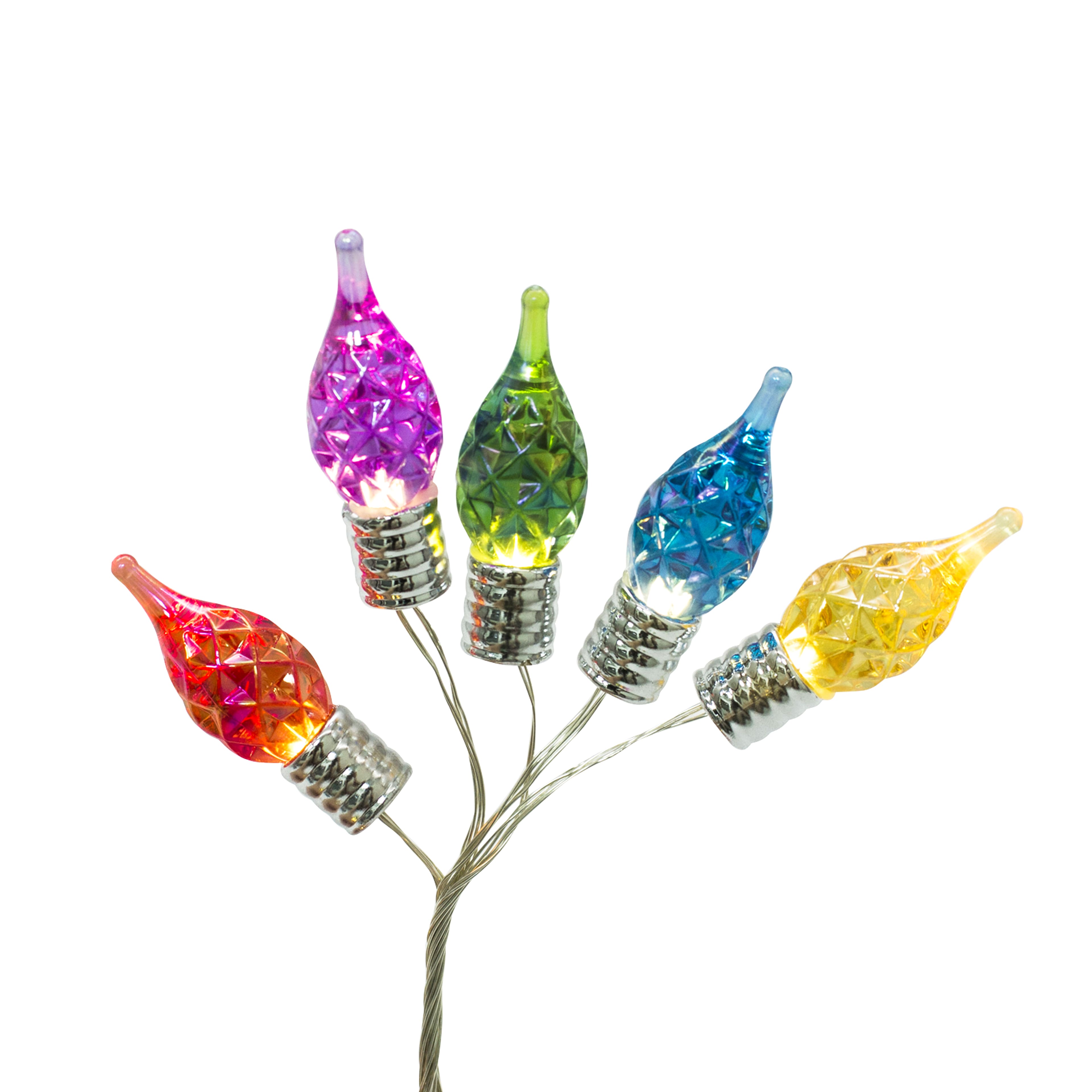 12ct. Multicolor LED Faceted Flame Tip String Lights on Silver Wire by Ashland®