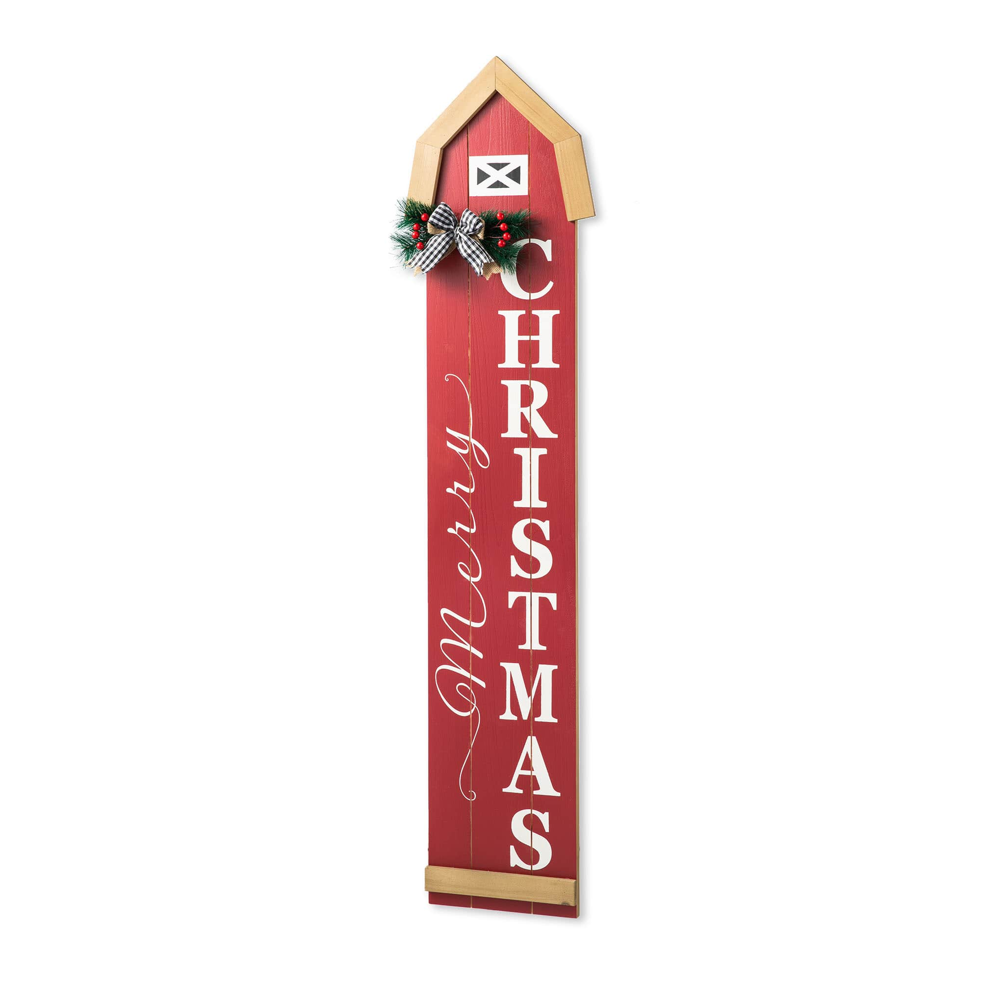 Glitzhome&#xAE; 42&#x22; &#x22;Merry Christmas&#x22; Wood Barn Porch Sign