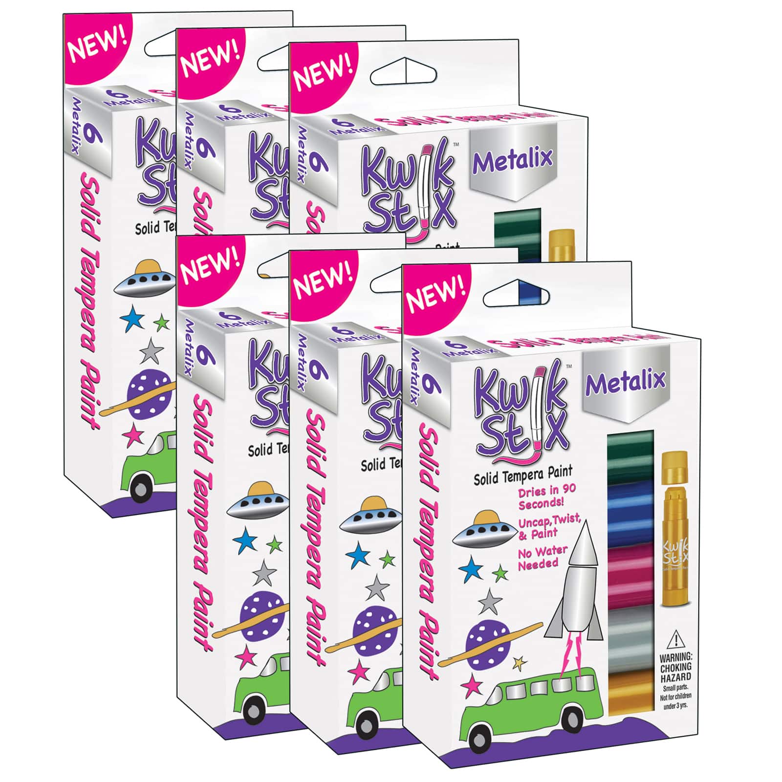Kwik Stix™ 6 Metallic Color Solid Tempera Paint Stick Set, 6ct.