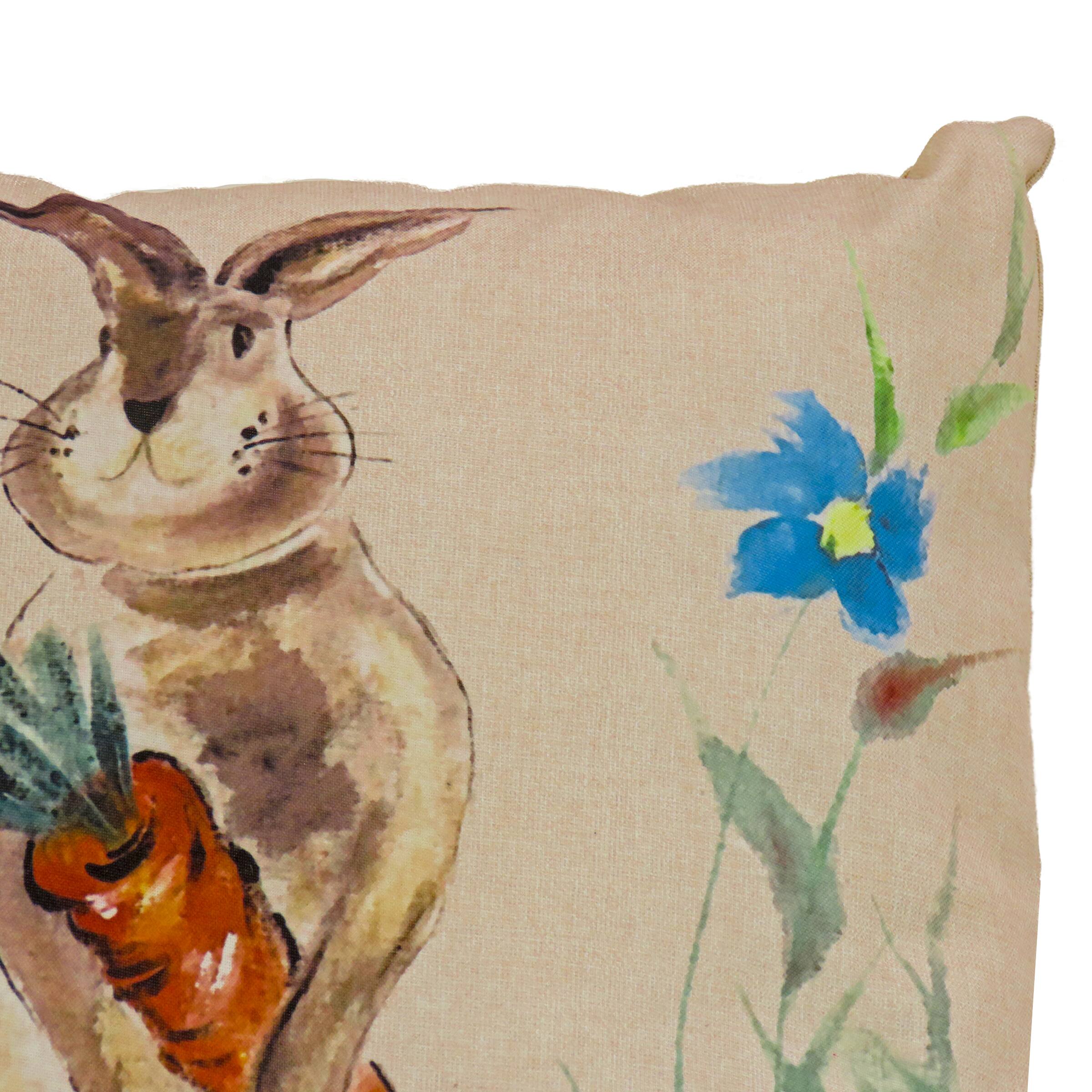 16'' Bunny with Carrot Easter Pillow