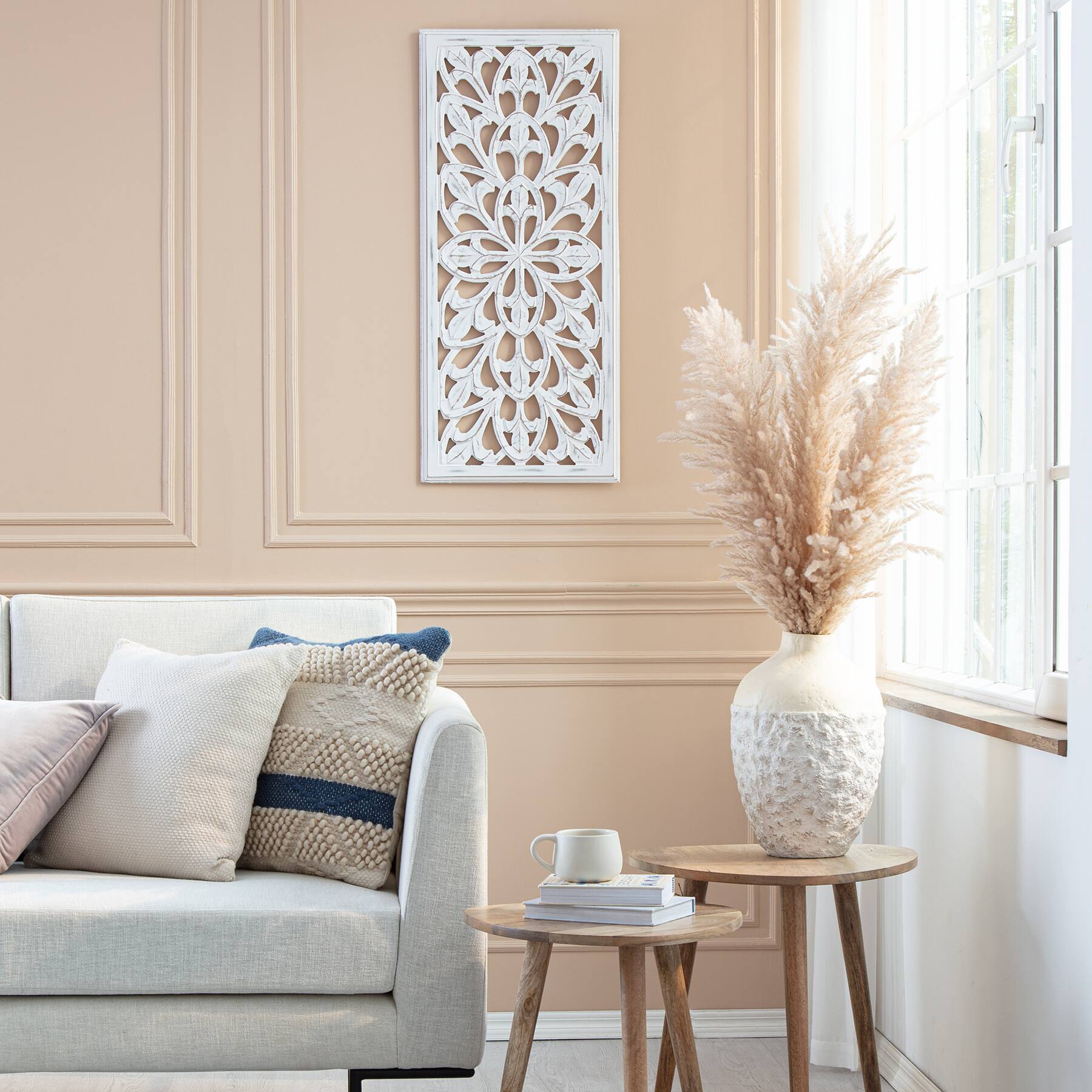 Habitat Augustus White Leaner Wood Wall Medallion