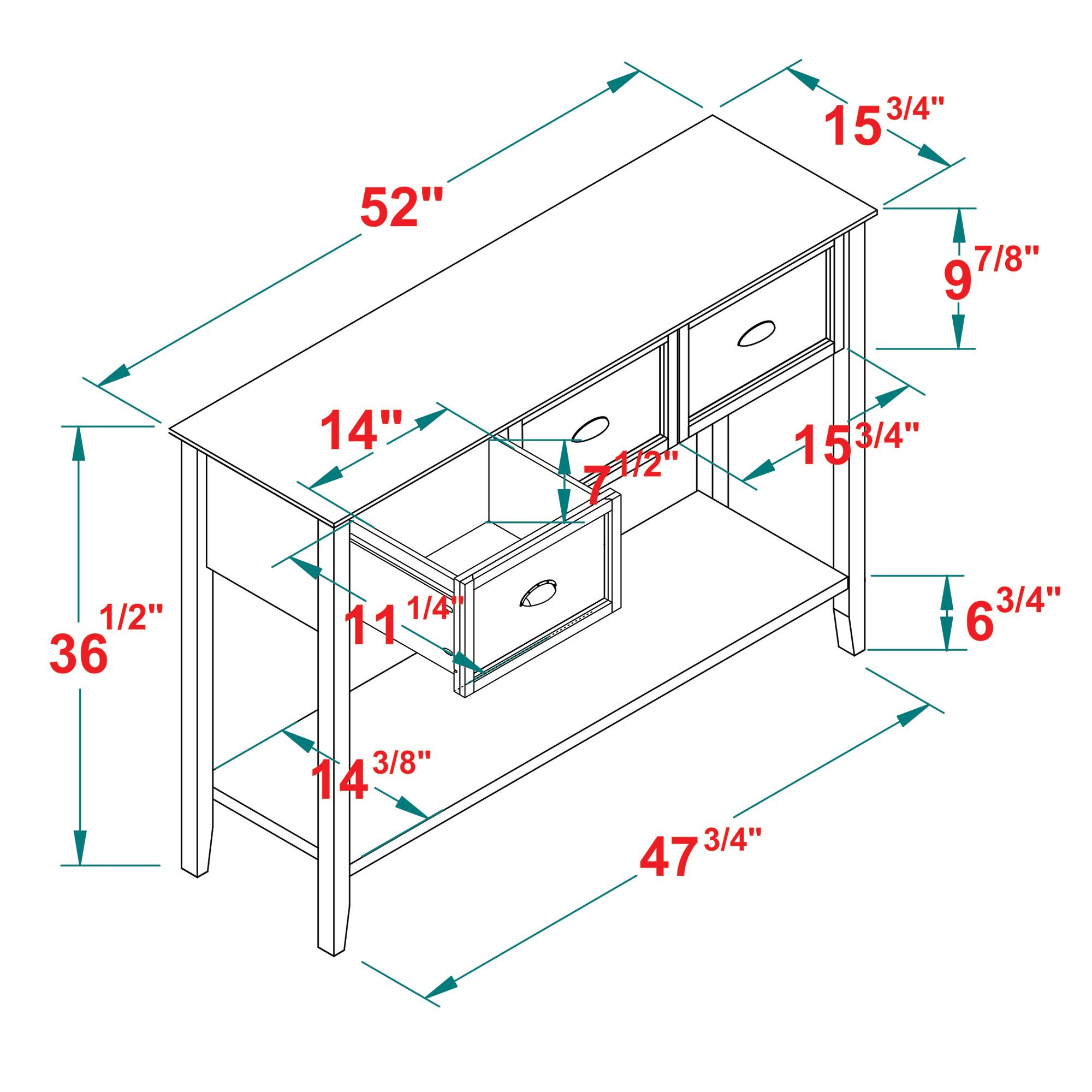 Walker Edison 52" Reclaimed Barnwood & White 3-Drawer Buffet Table