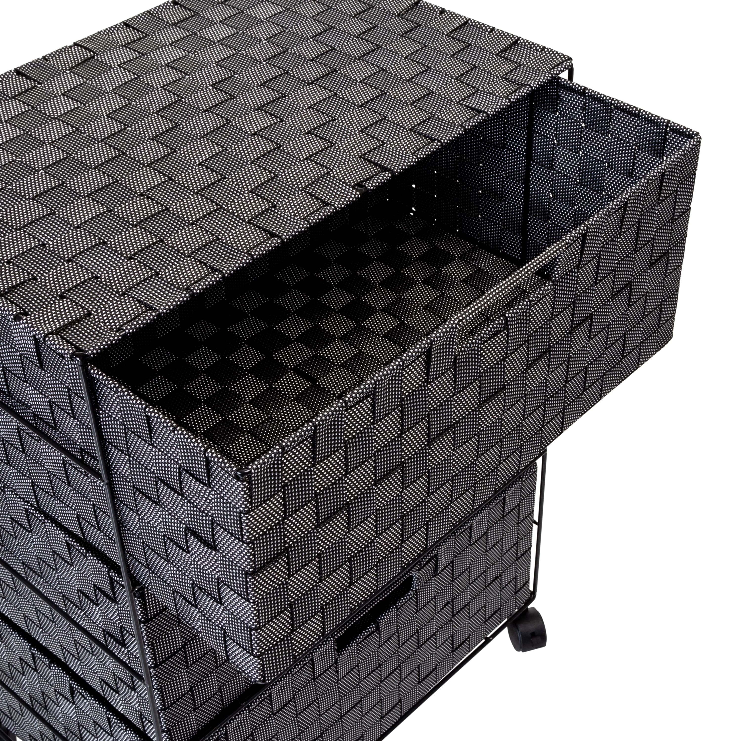 Honey Can Do 26&#x22; Black Three-Drawer Woven Home Office Organizer with Wheels