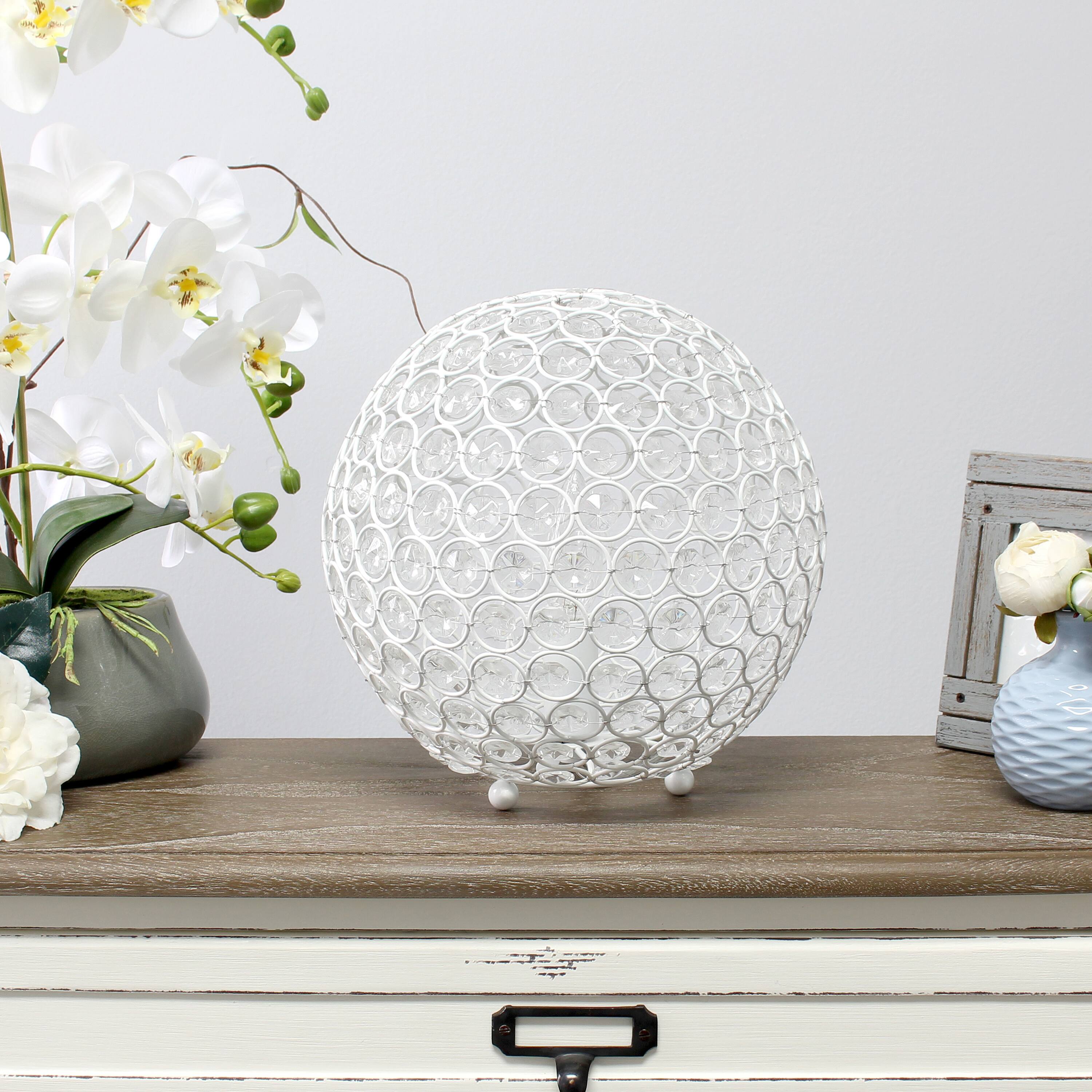 Lalia Home 10&#x22; Medium Metal Crystal Round Orb Table Lamp